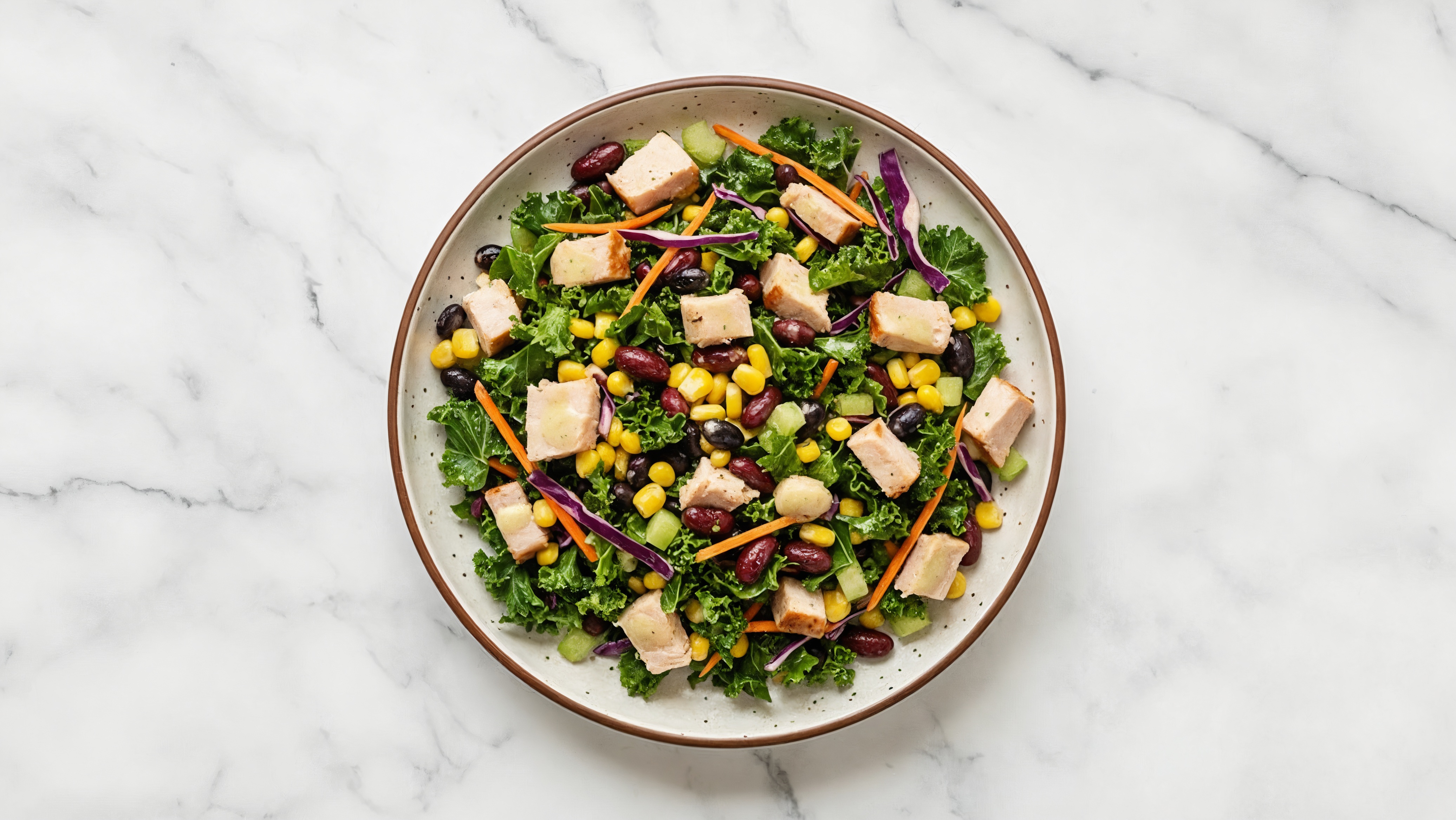 Tahini Kale Salad with Turkey Oven Roasted Breast & Black Beans