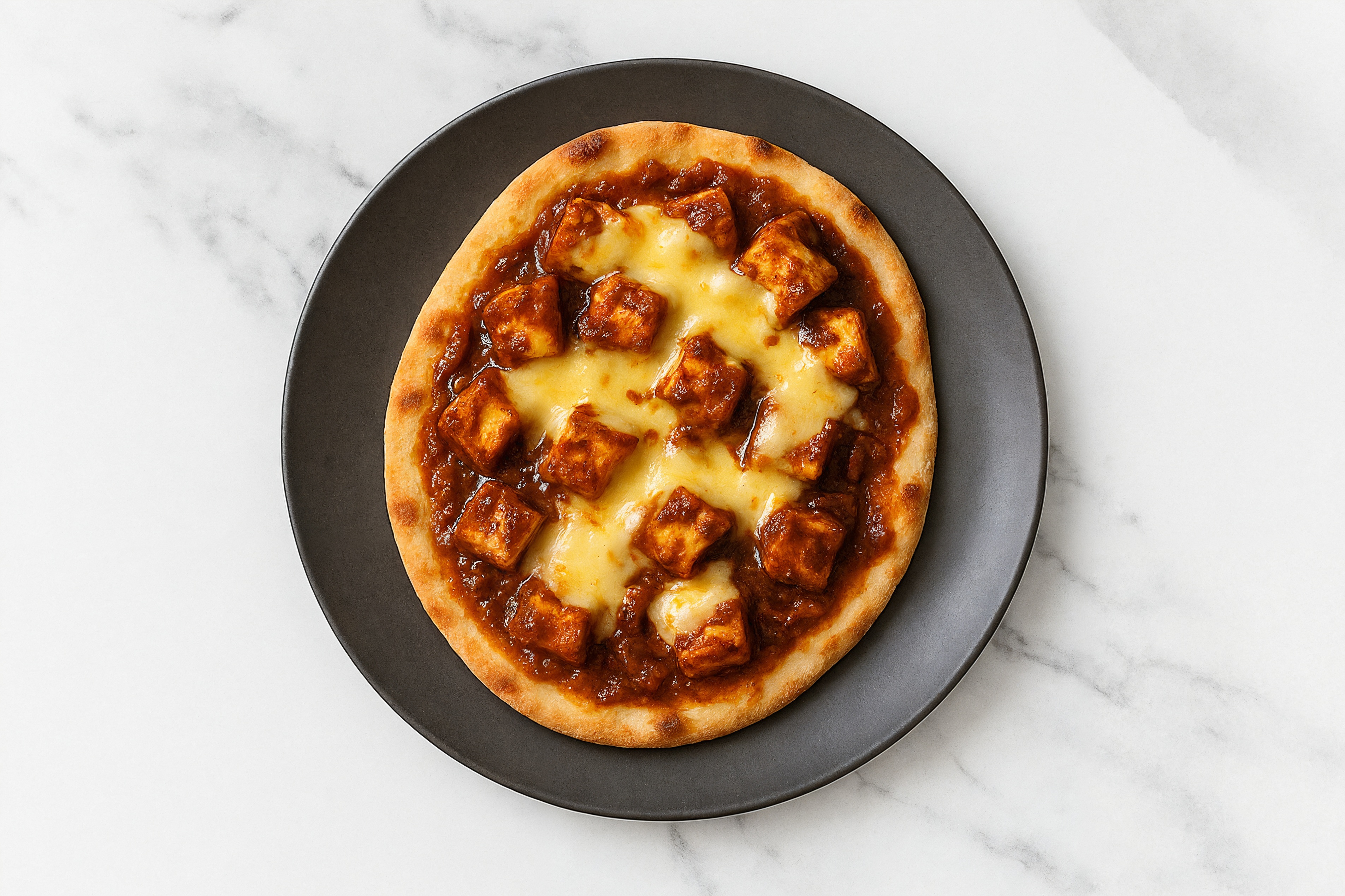 Tandoori Paneer Naan Pizza