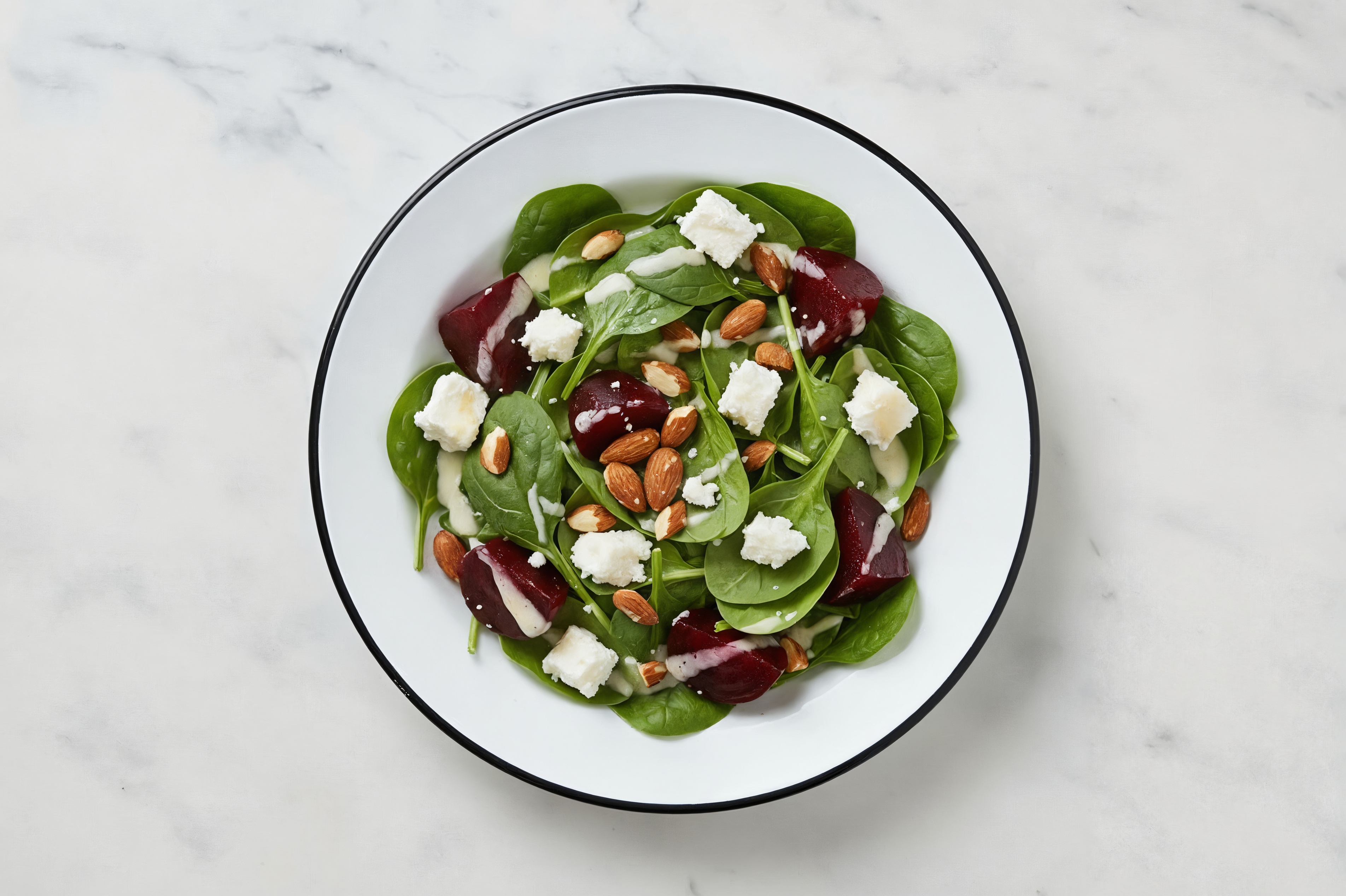 Beet + Feta Spinach Salad with Buttermilk Ranch Dressing