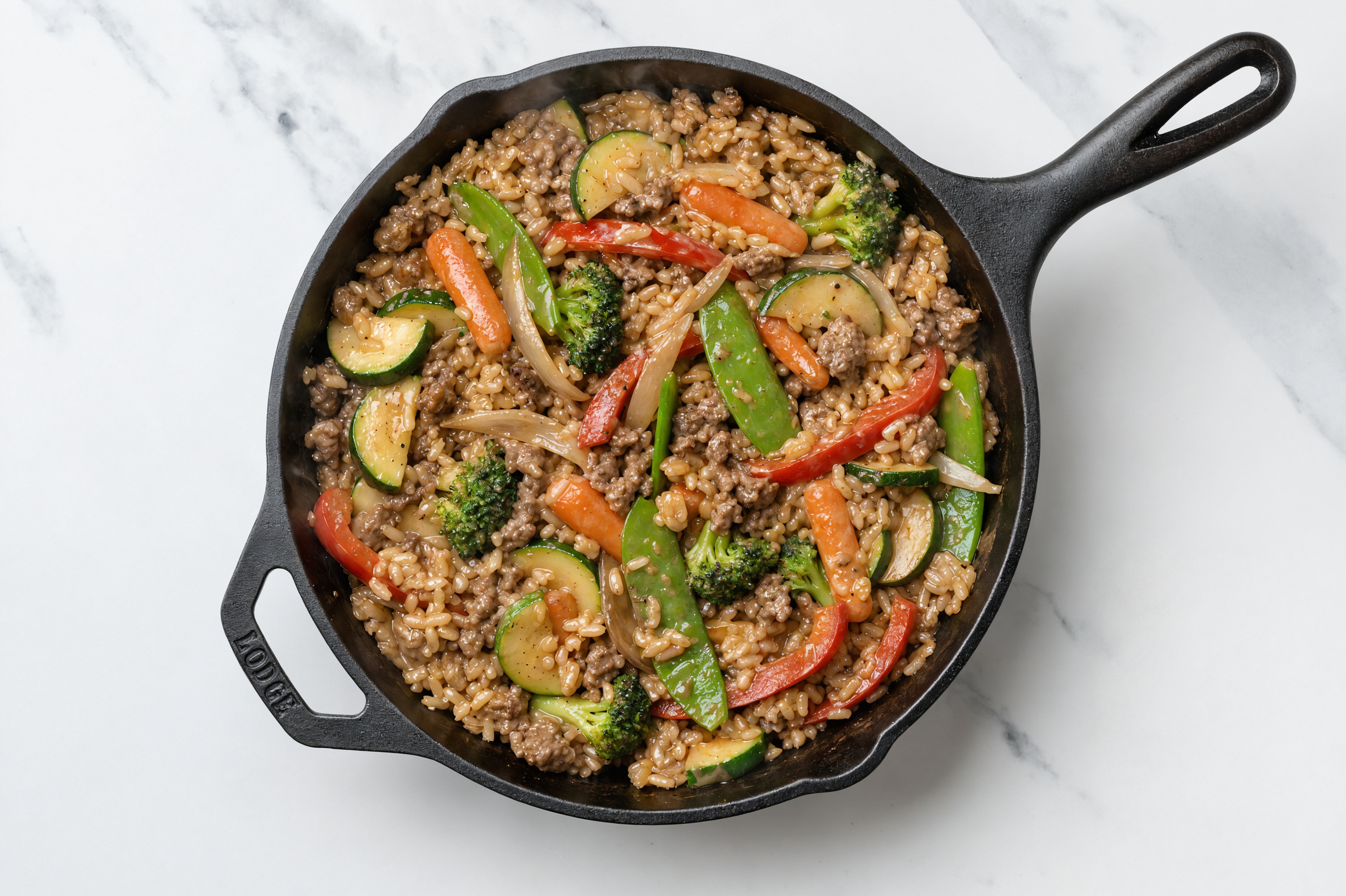 Herby Thai Peanut Veggie + Ground 93/7 Lean Beef Stir-Fry