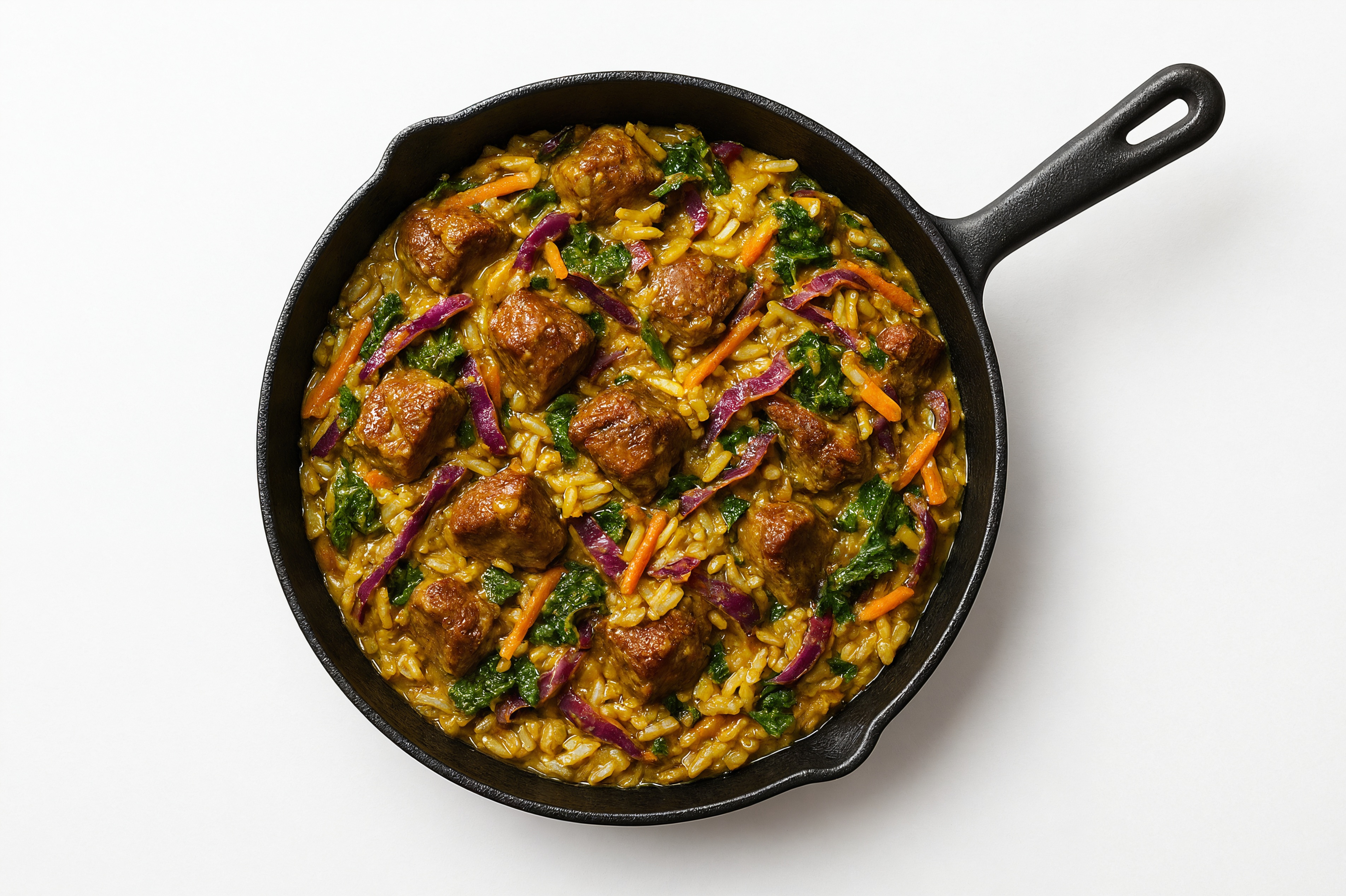 Curry Rainbow Veggie + Lamb Stir-Fry with Long Grain White Rice