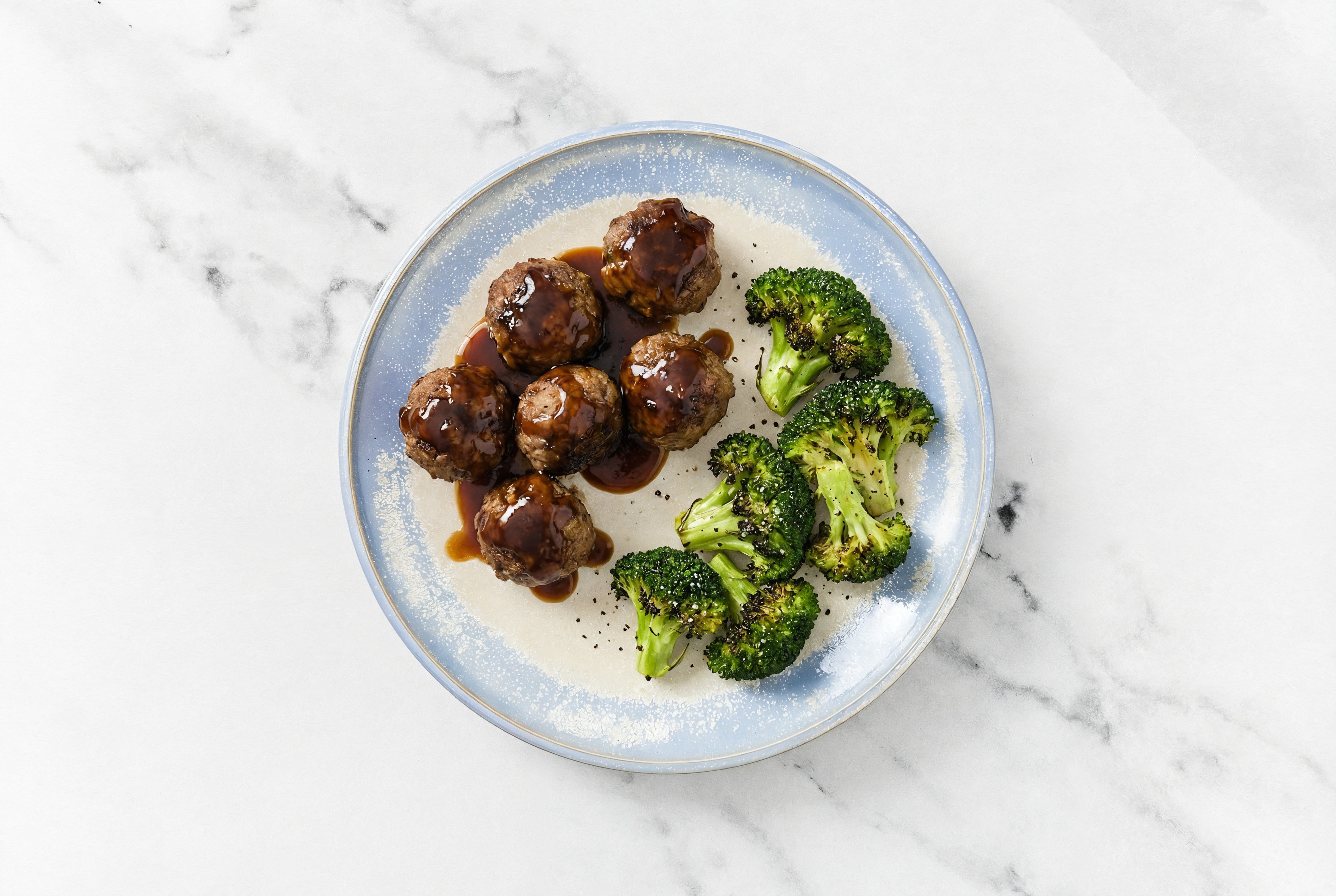Teriyaki Baked Bison Meatballs & Broccoli