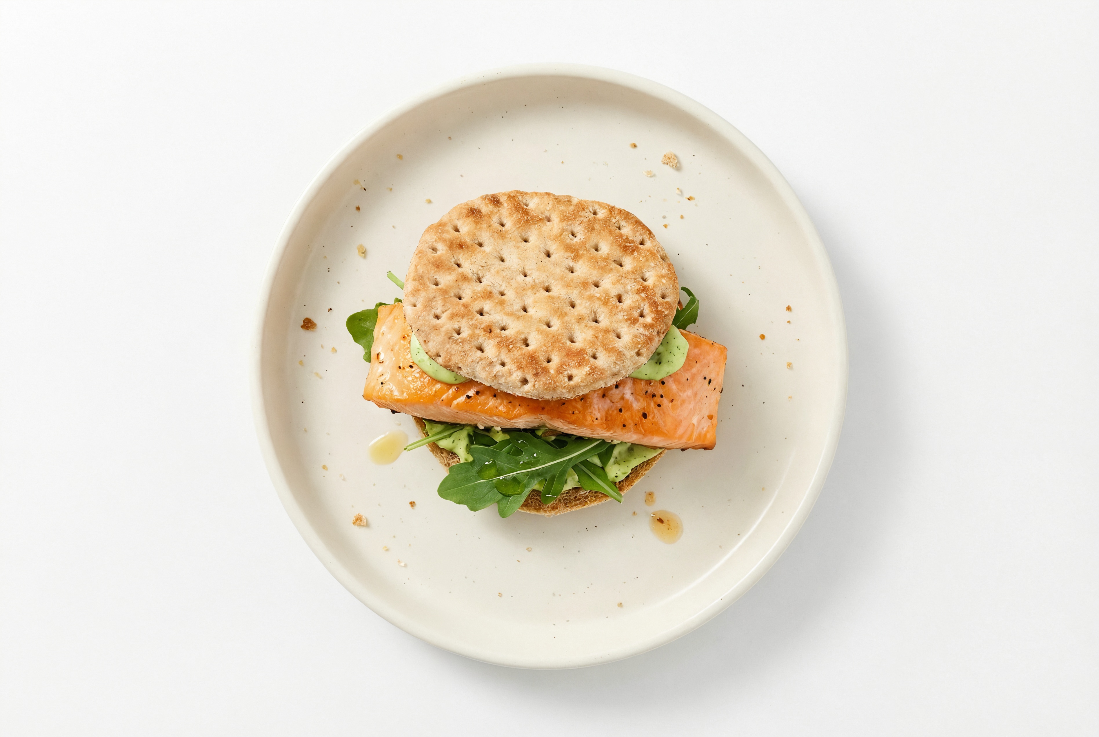 Green Goddess Salmon Sandwich on Multigrain with Arugula