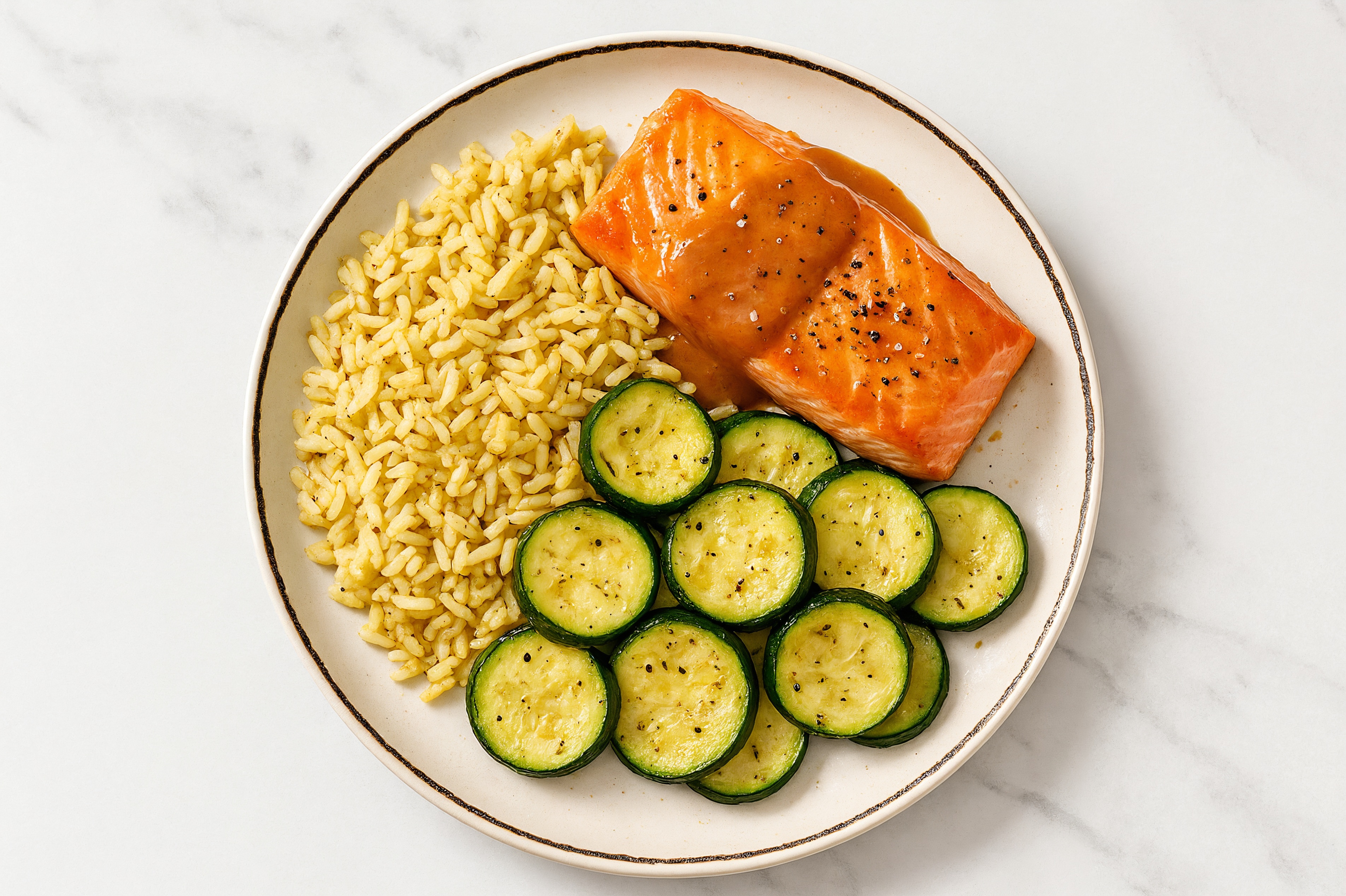Roasted Salmon with Zucchini + BBQ Sauce