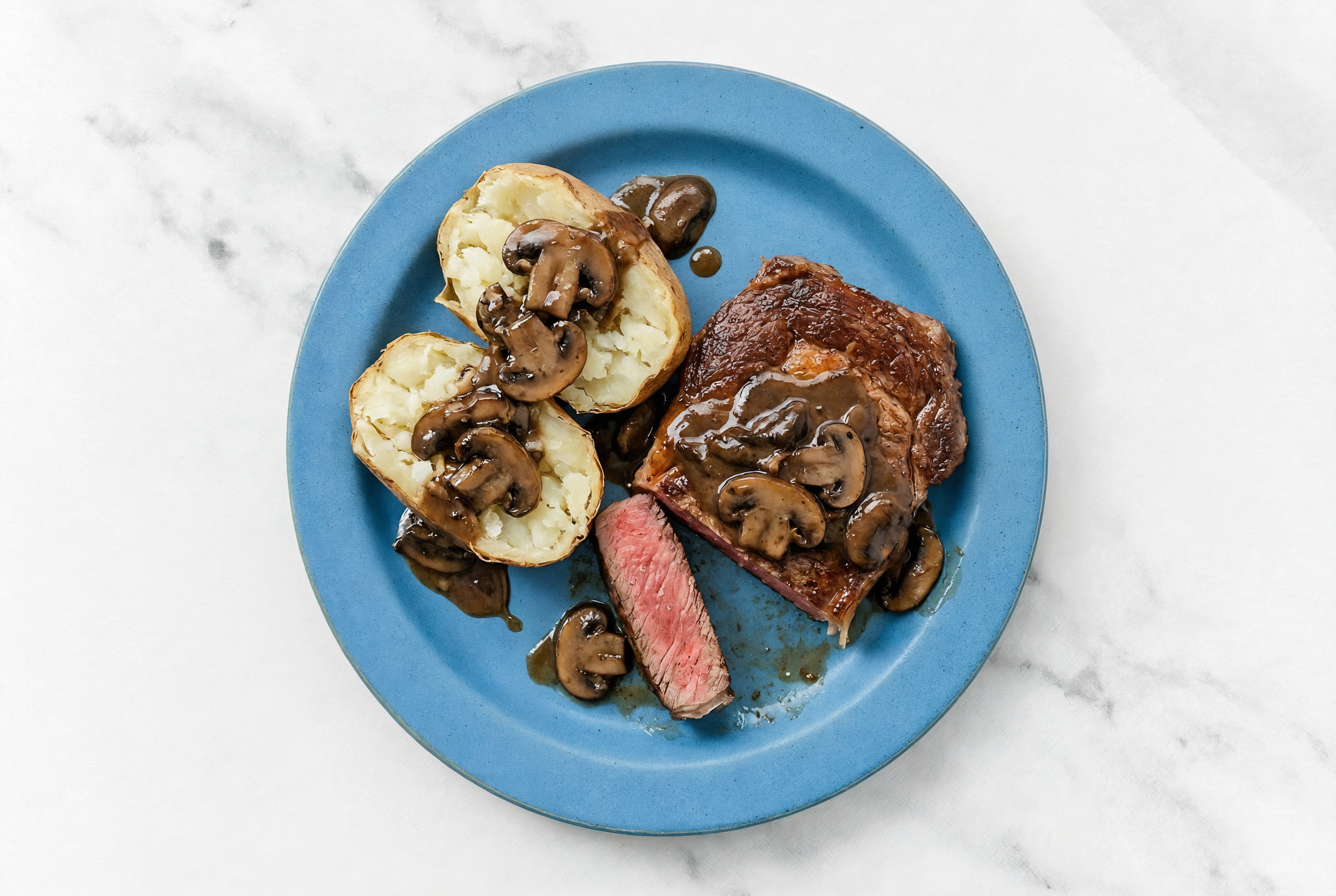 Wagyu Ribeye Steak with Mushroom Pan Sauce