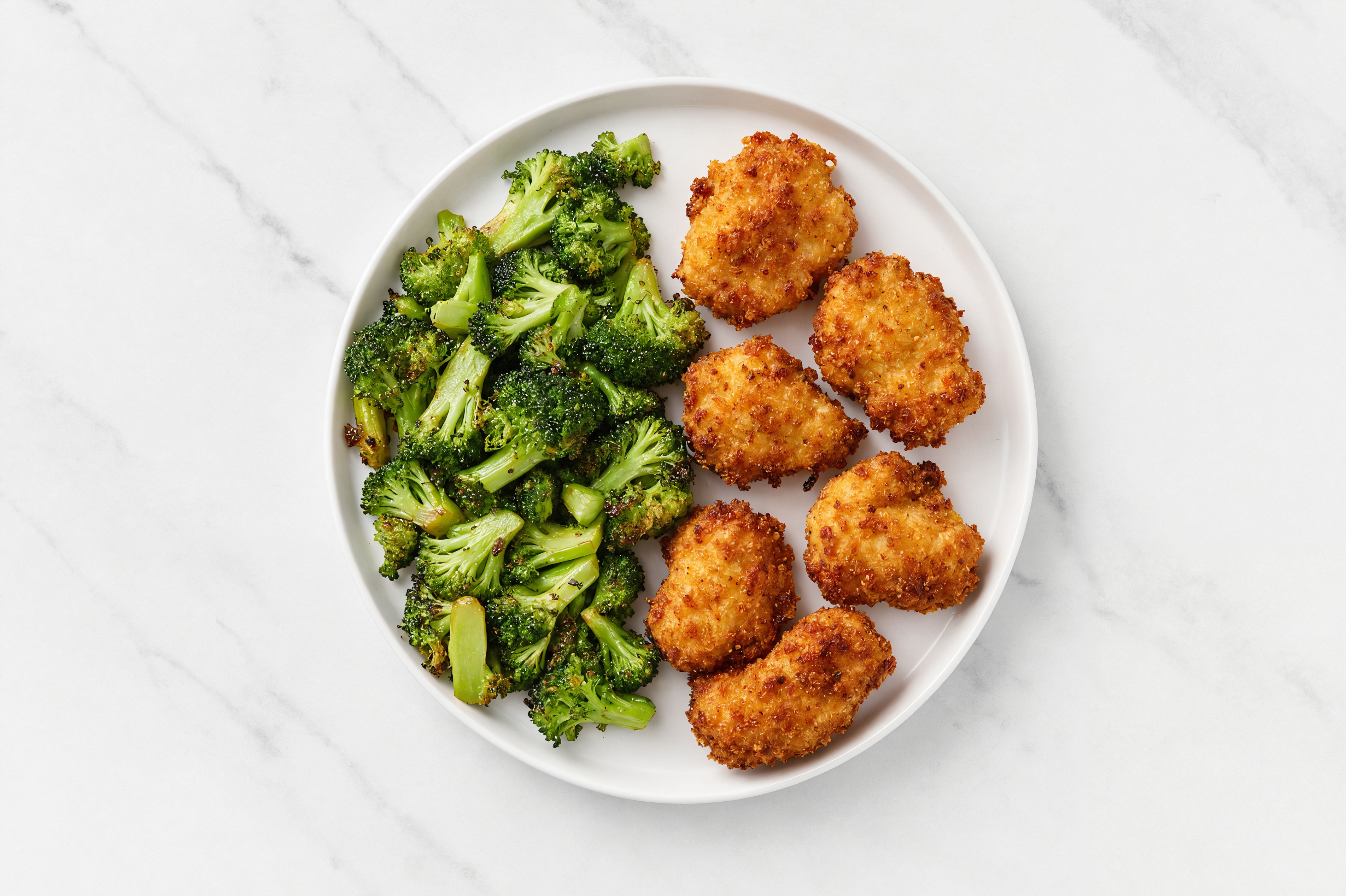 Chicken Nuggets + Steamed Broccoli Bunches