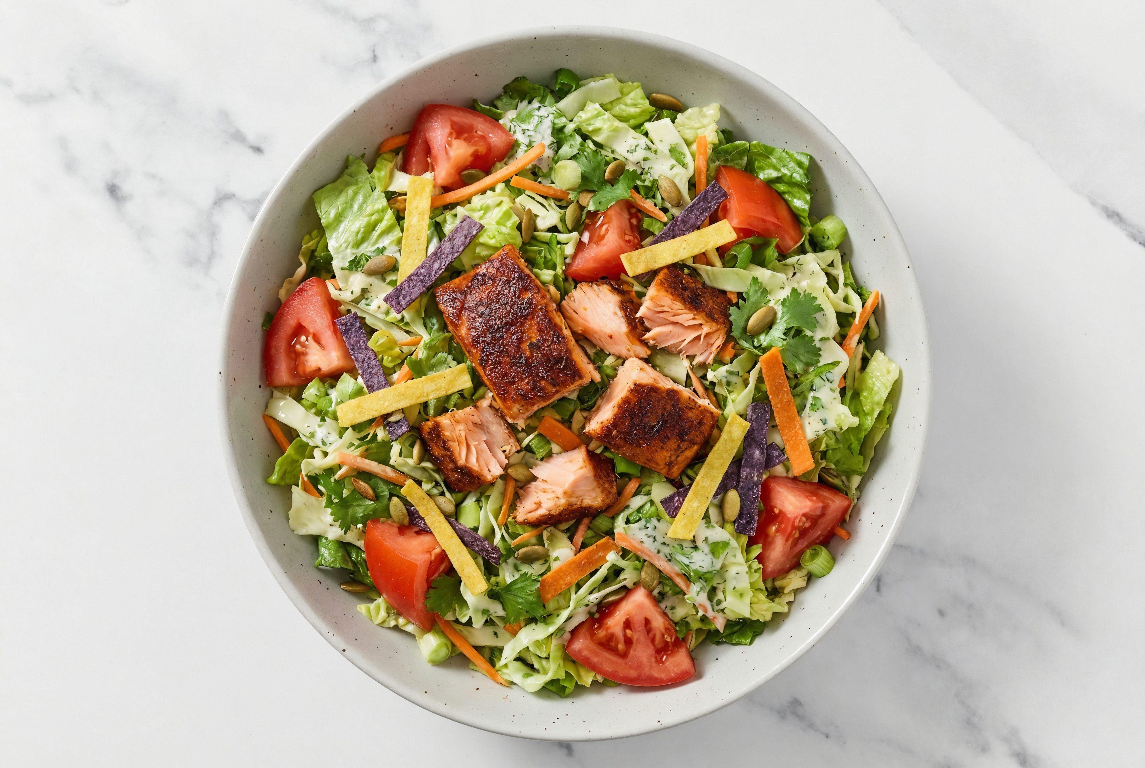 Herby Blackened Salmon + Beefsteak Tomato Southwestern Salad
