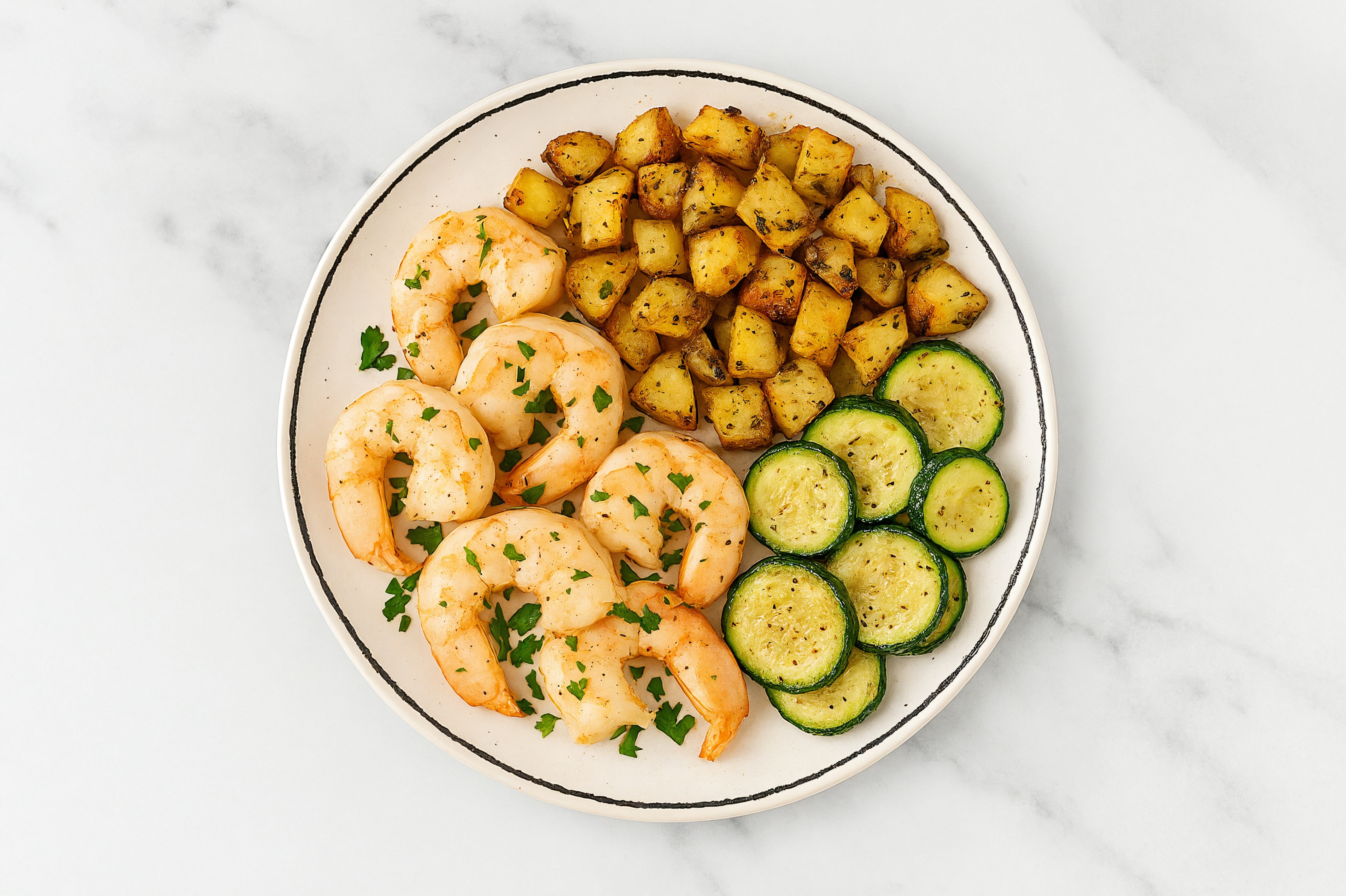 Summer Herby Jumbo Shrimp Potato Bowl