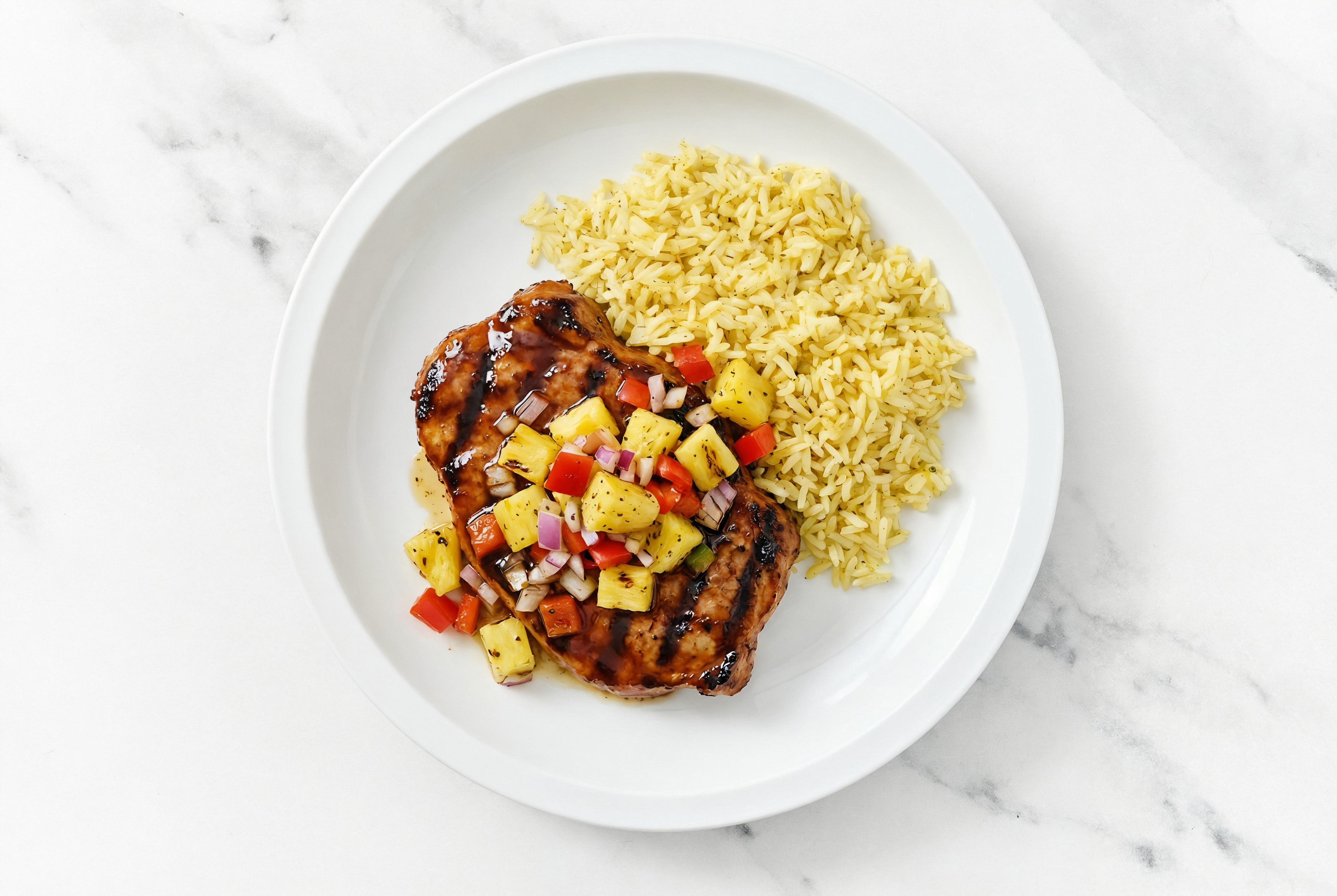 Grilled BBQ Pork Chops + Fresh Pineapple Salsa with Original BBQ Sauce
