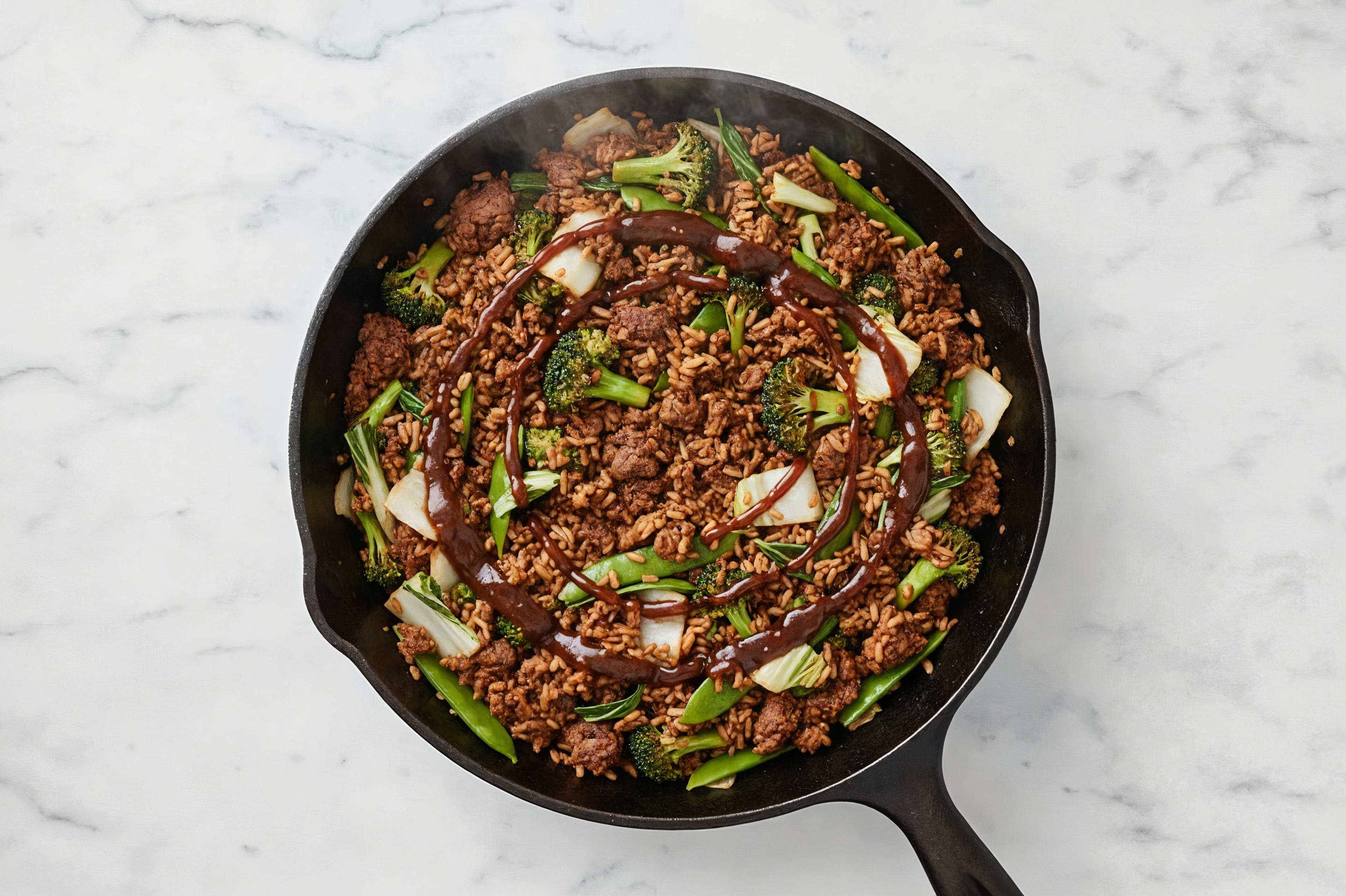 Teriyaki Bok Choy + Ground Bison Stir-Fry with Brown Rice