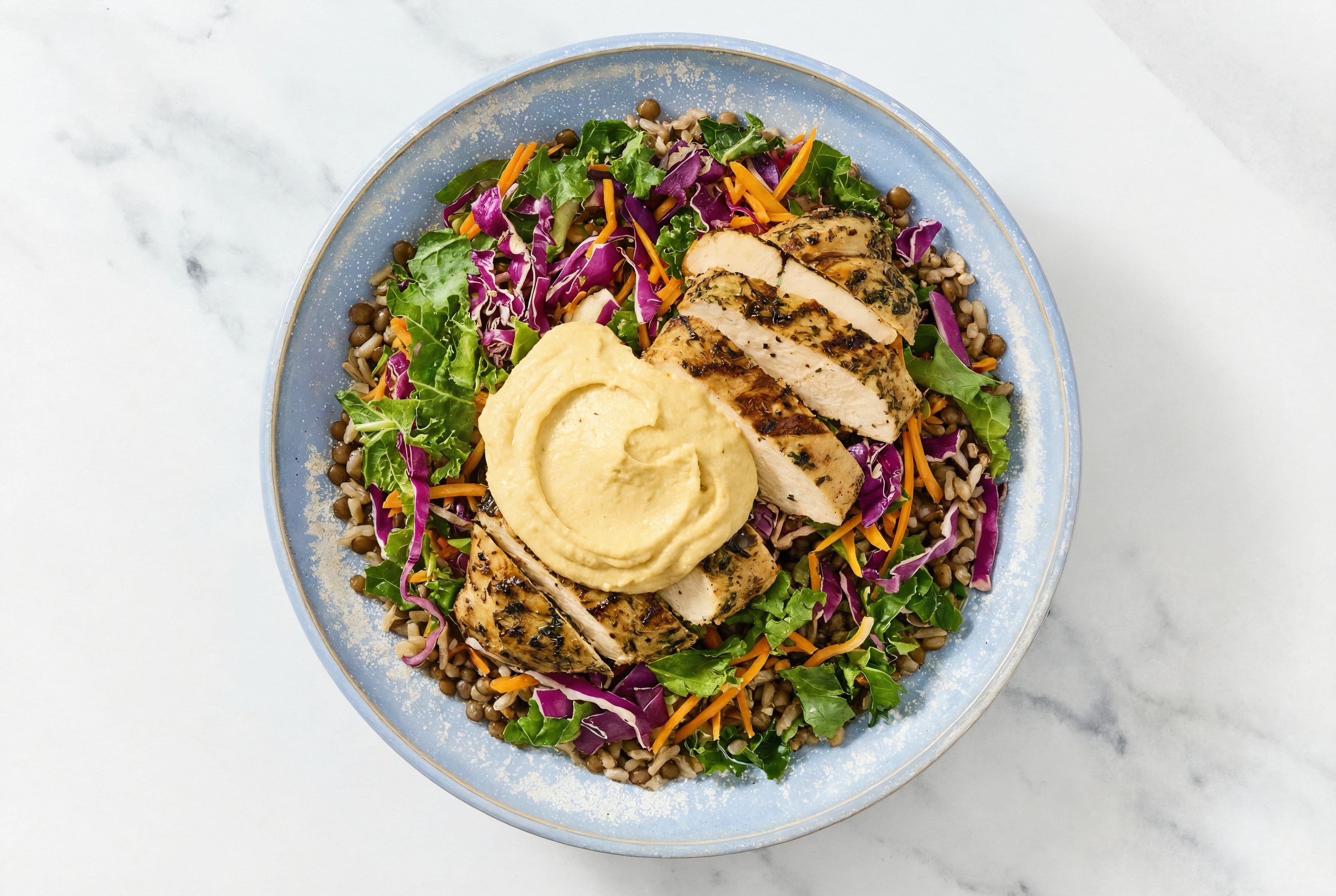  French Onion Hummus + Mediterranean Grilled Chicken Breast Rainbow Bowl