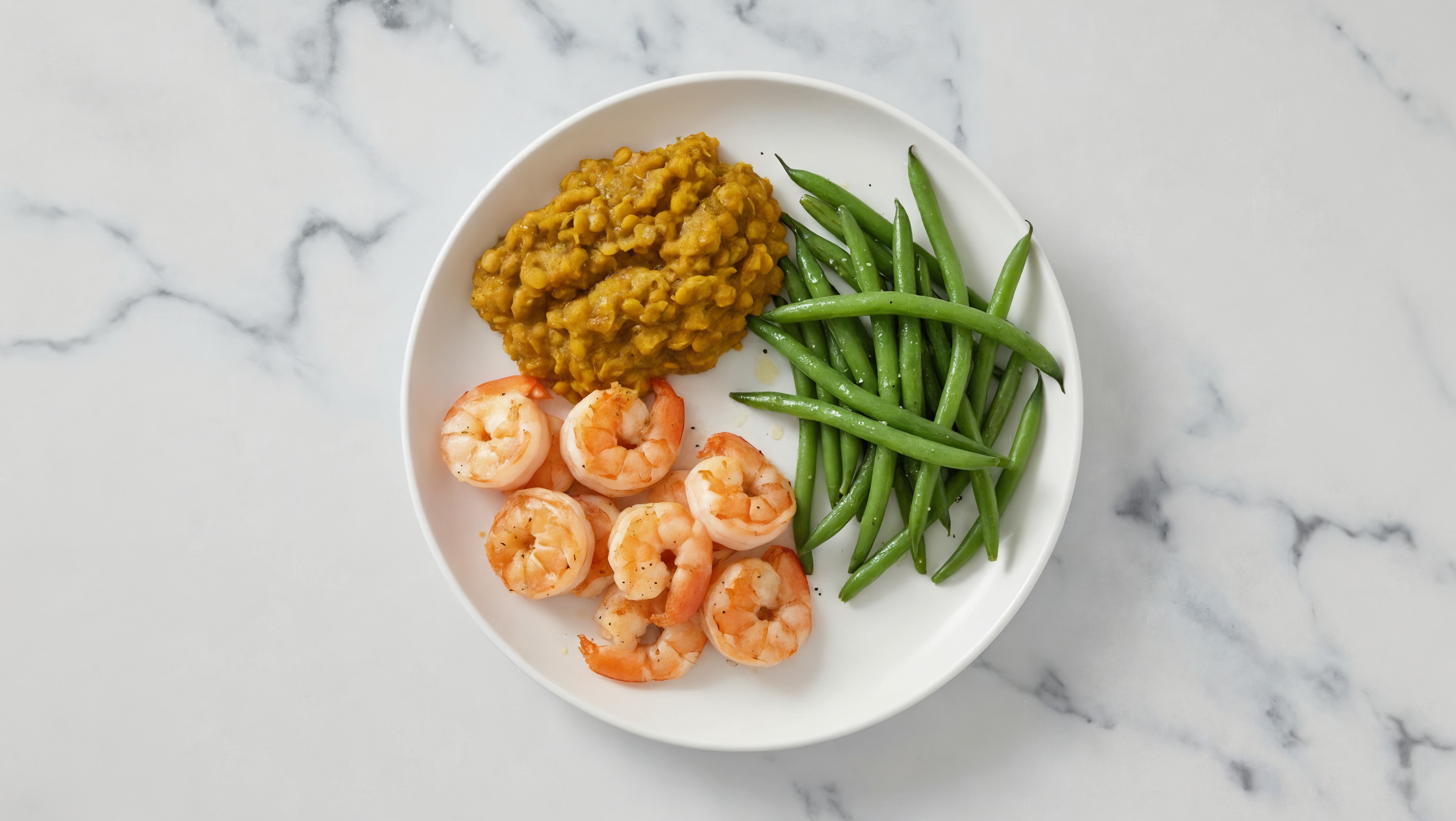Shrimp + Organic Green Beans with Yellow Lentils