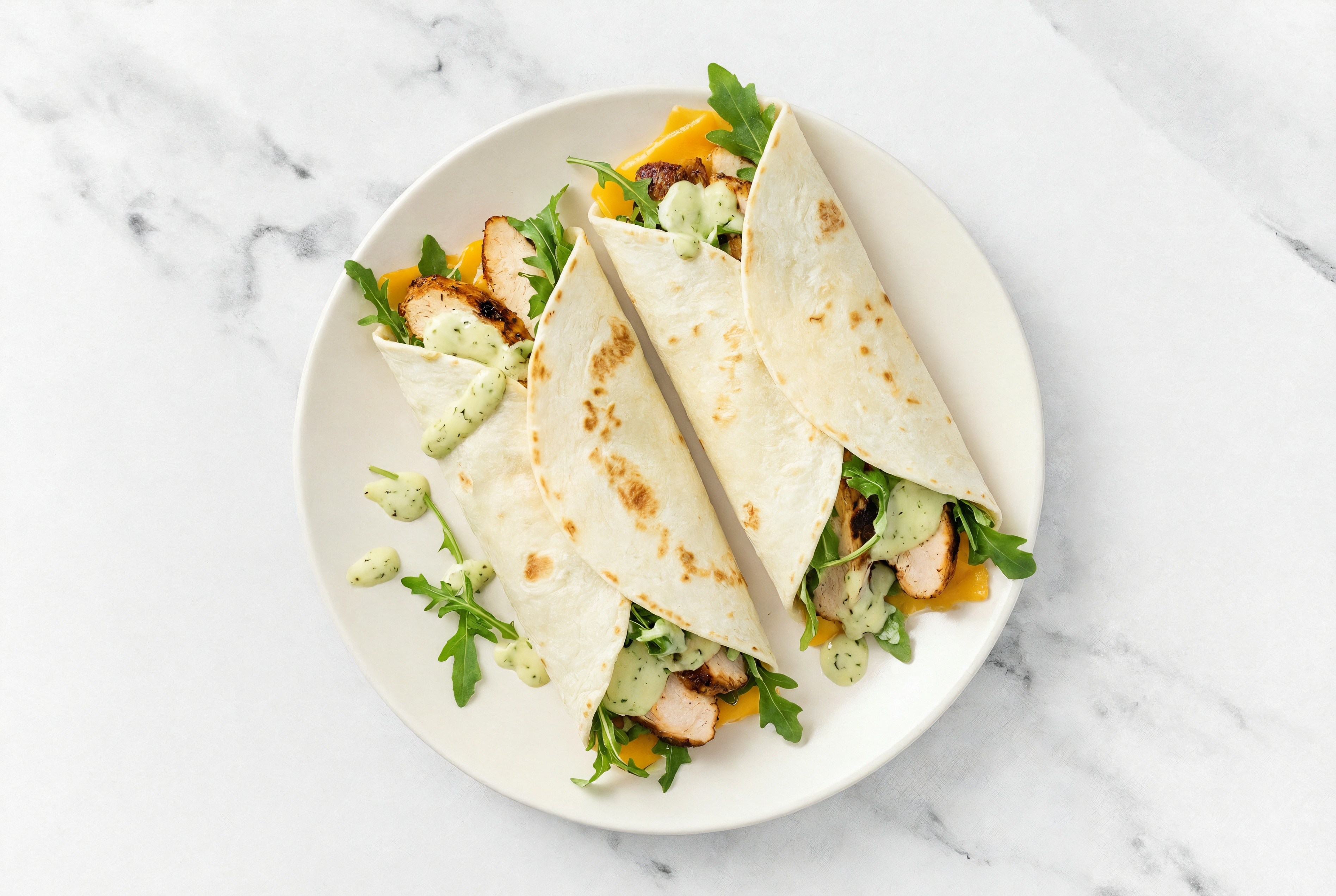 Jalapeño Blackened Chicken + Cheddar Wraps with Arugula