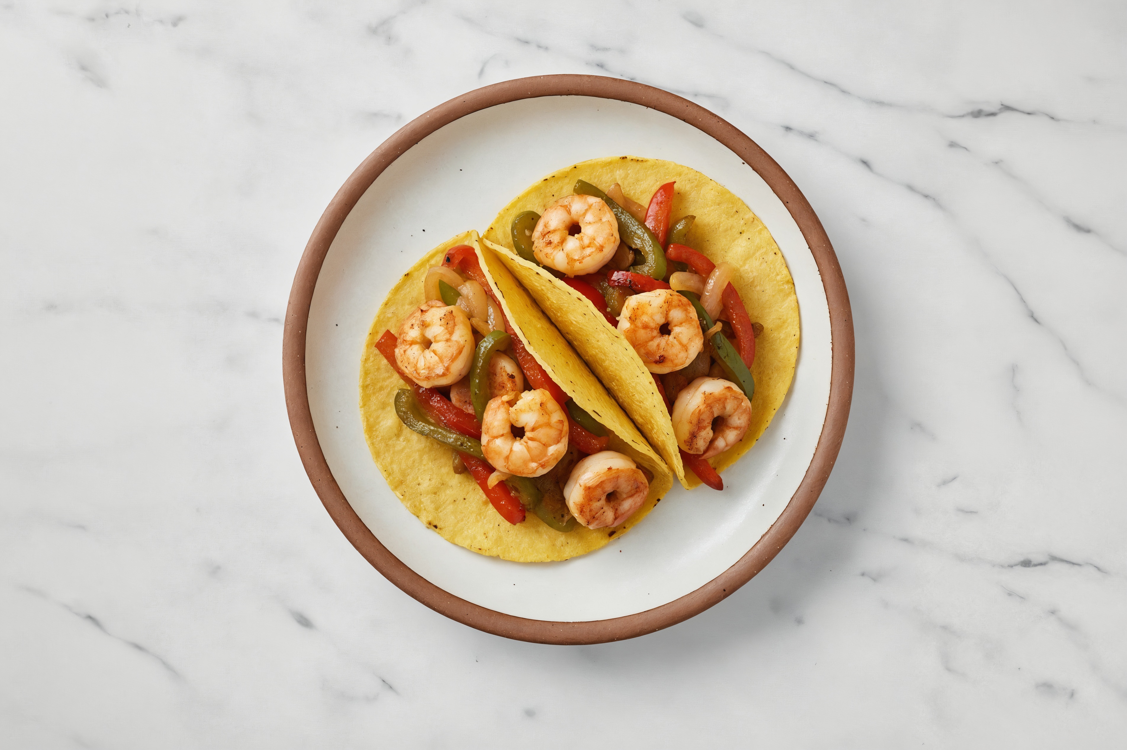 Hearty  Jumbo Shrimp + Pepper Tacos
