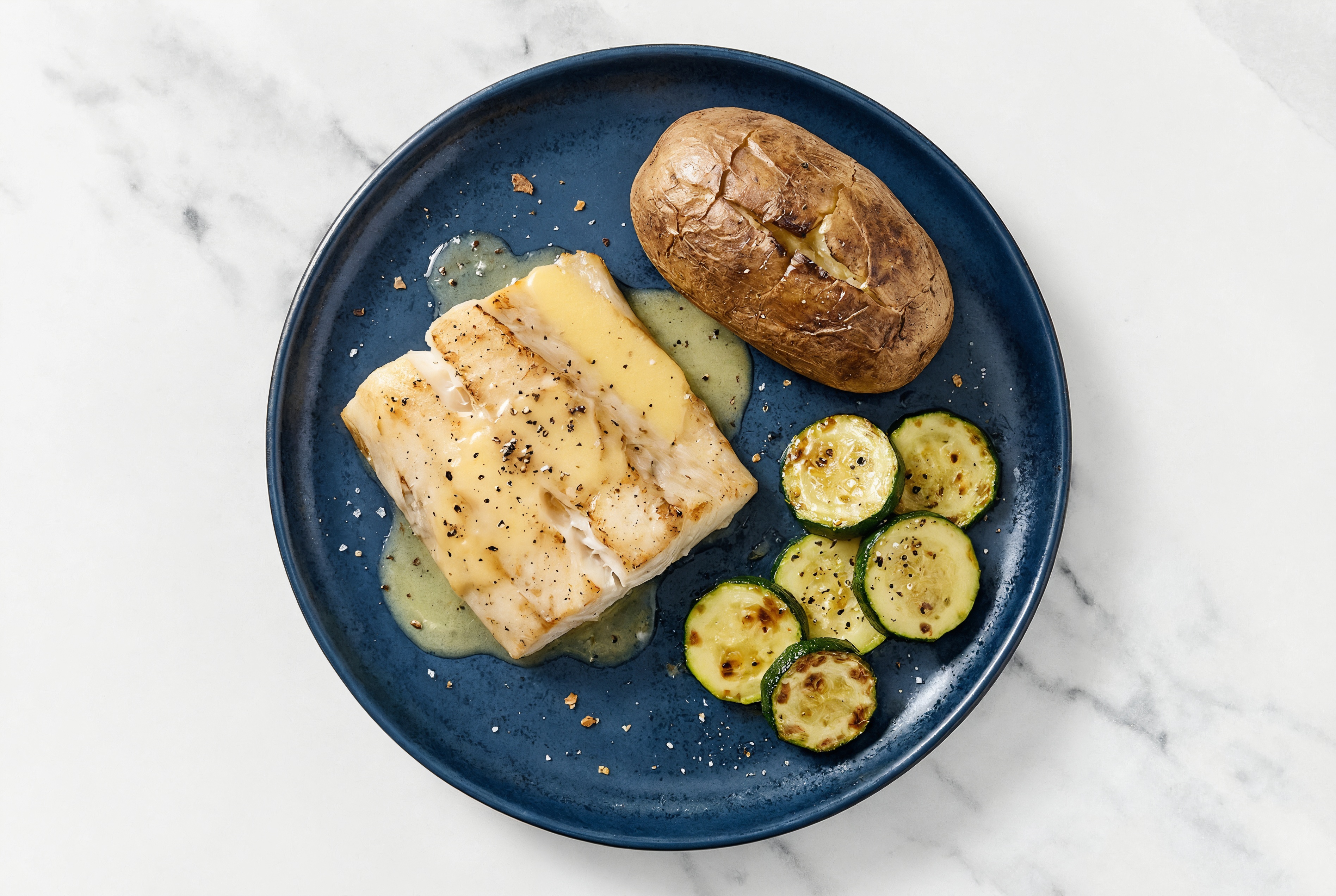 Lemon-Butter Barramundi with Russet Potato & Zucchini