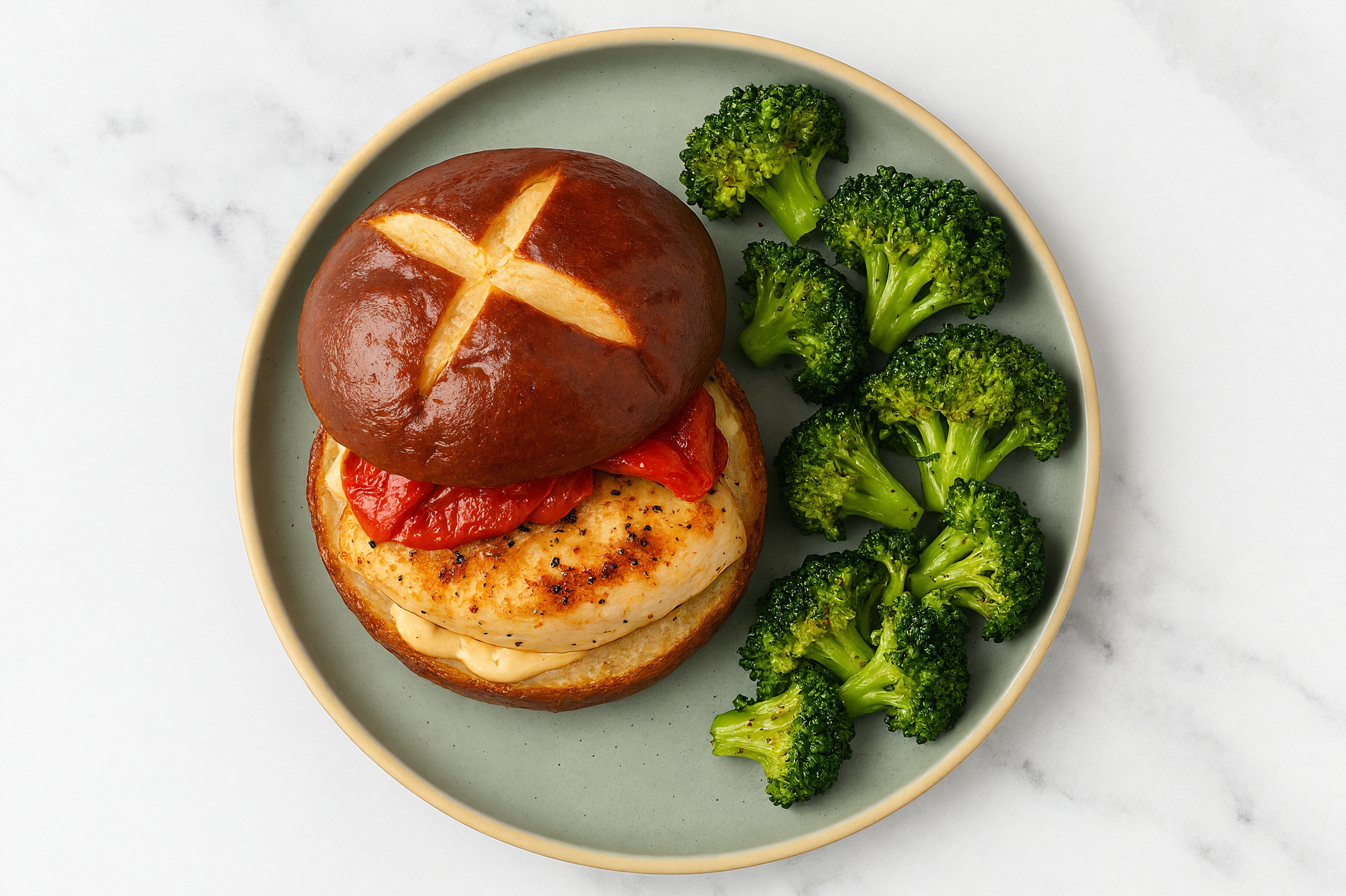Chicken Sammies + Steamed Broccoli