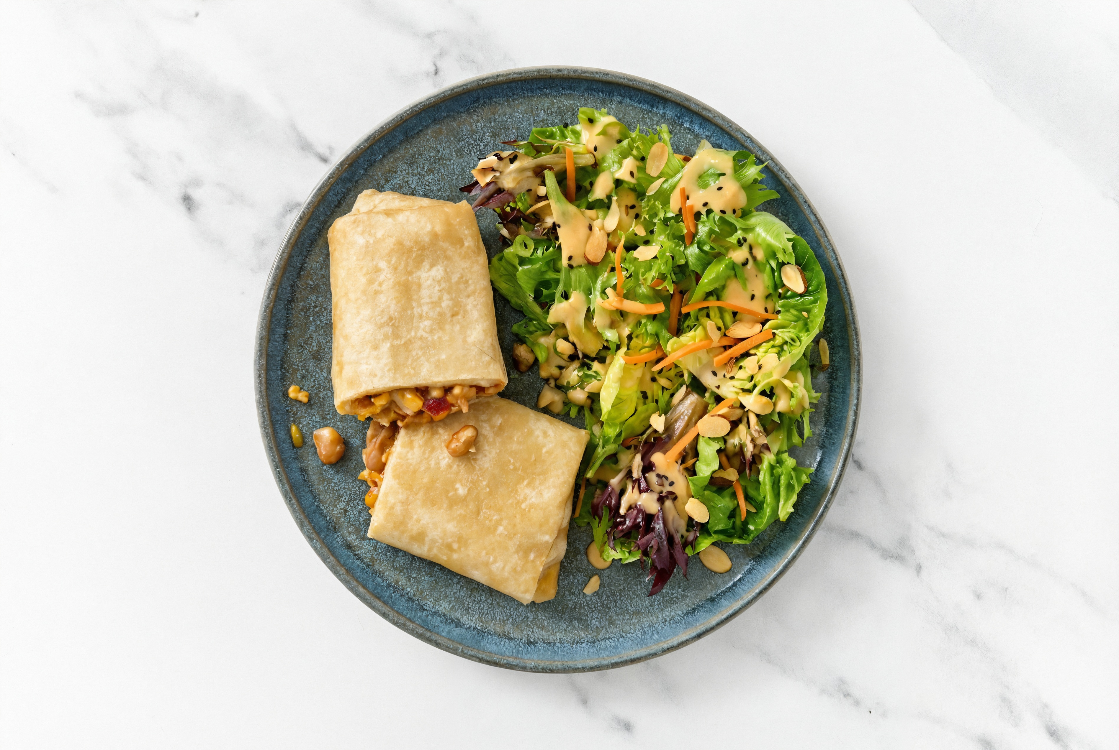 Bean + Cheese Burrito with Little Miso Ginger Kit Gem Salad