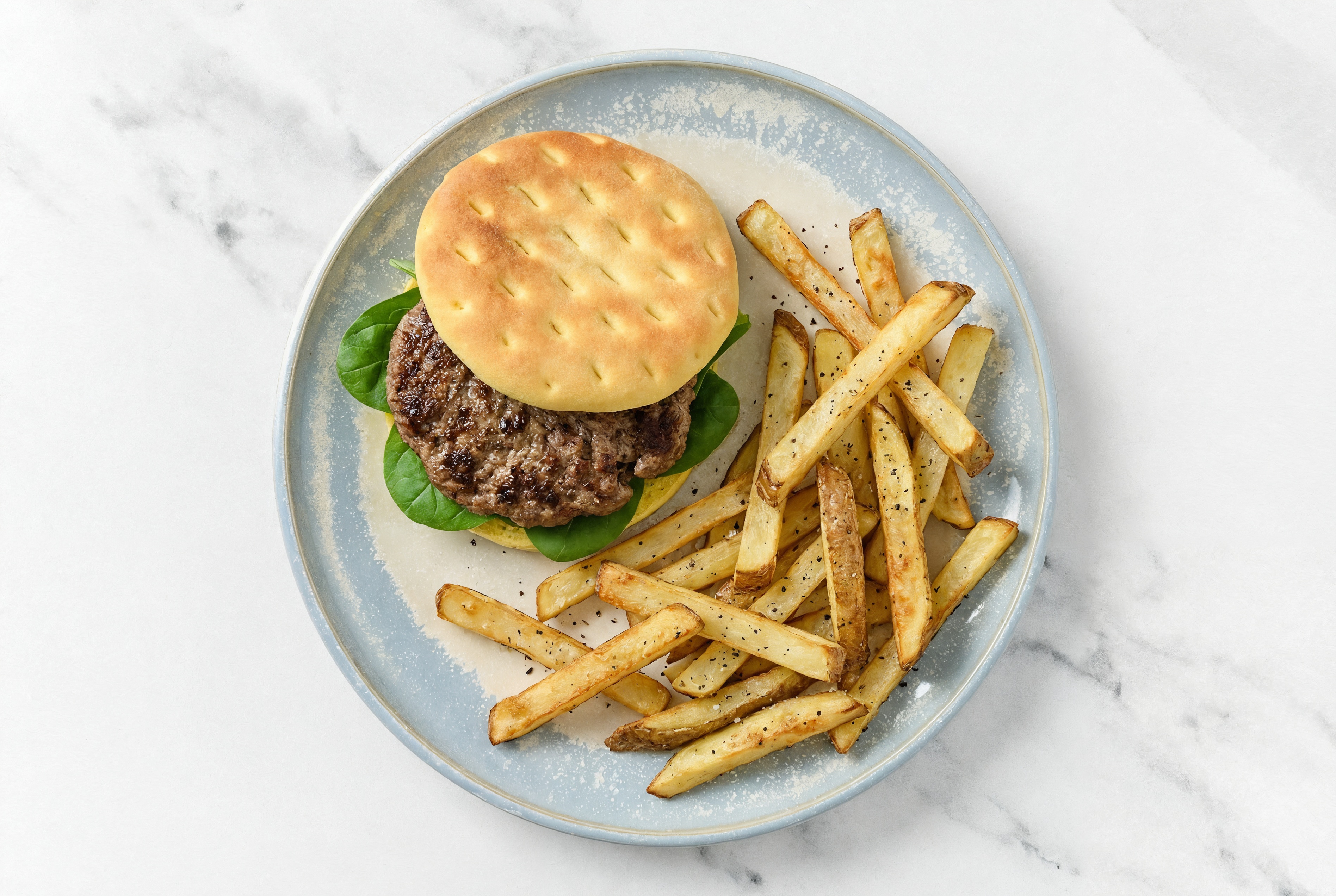 Savory Burger with Russet Potato Fries
