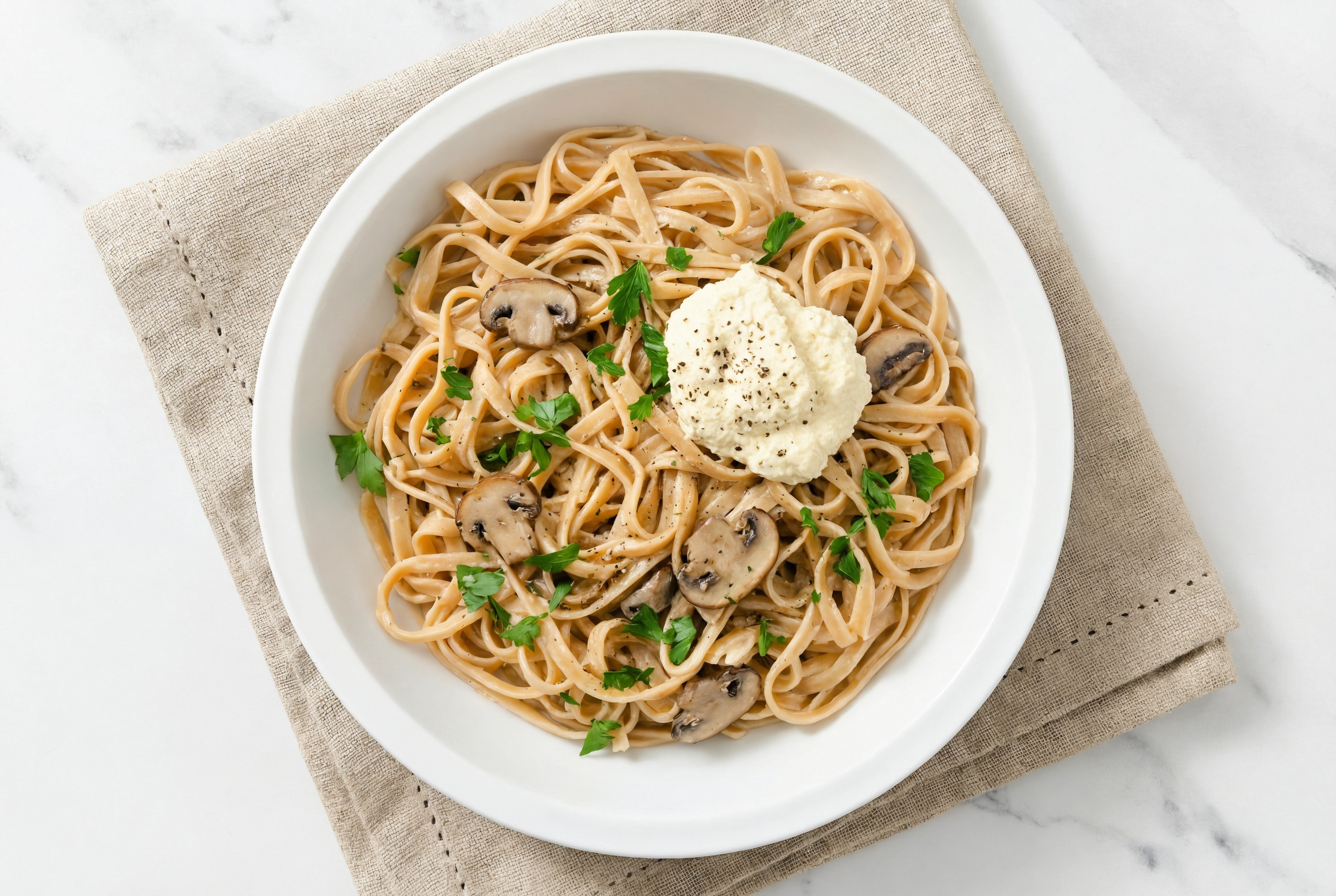 Mushroom "Ricotta" Linguine Pasta