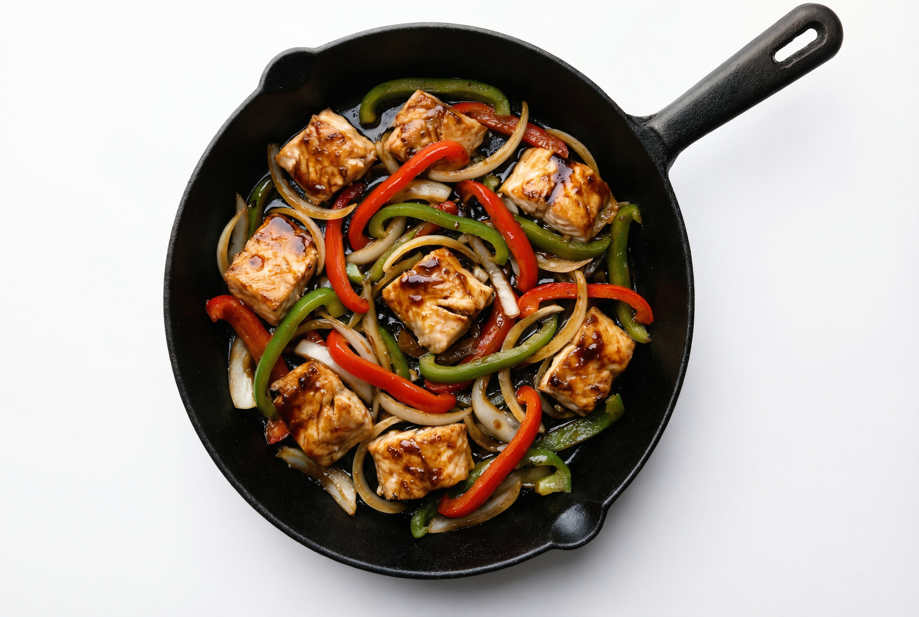 Japanese BBQ Steelhead Trout Stir-Fry with Bell Peppers