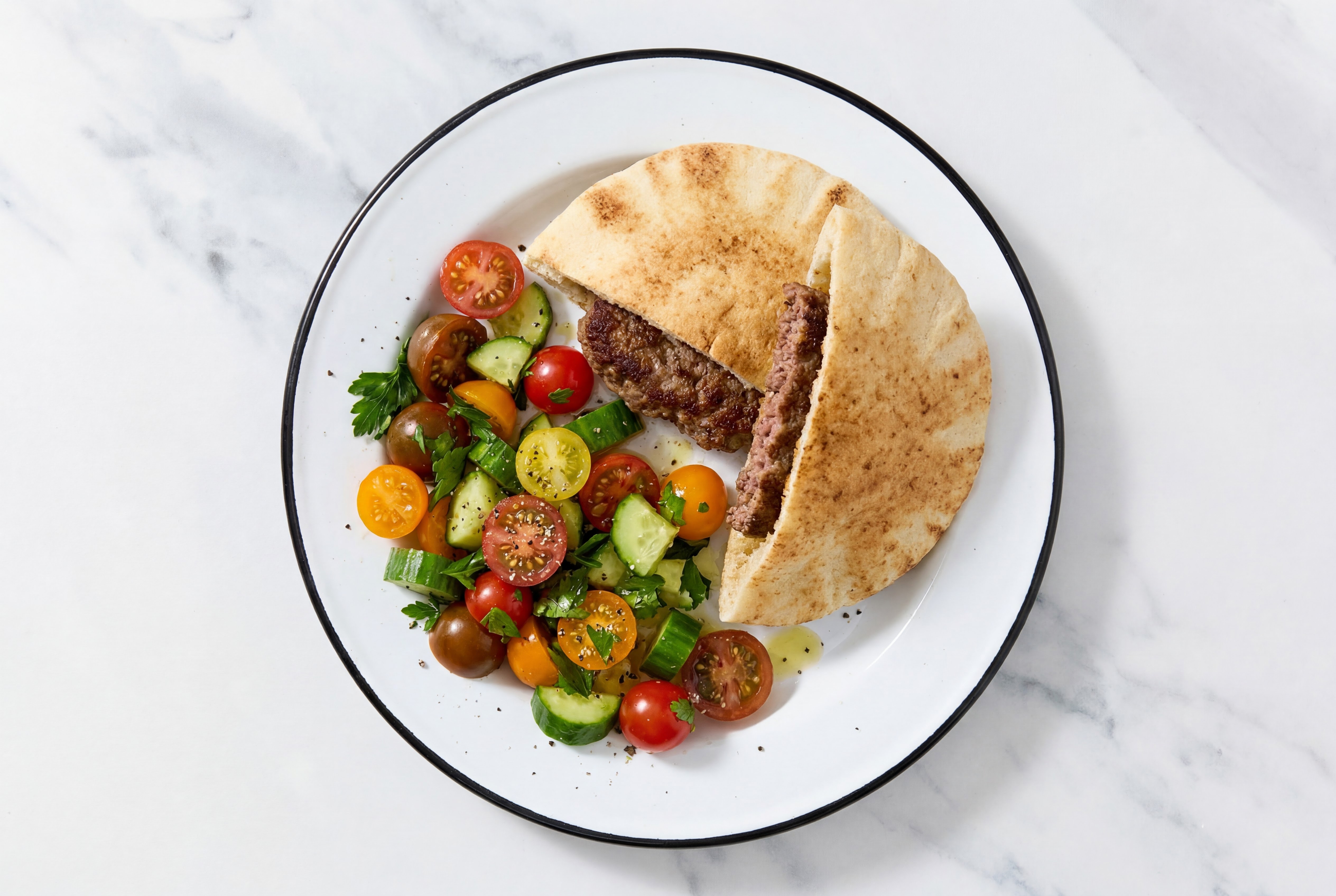 Mediterranean Beef Burger on Pita