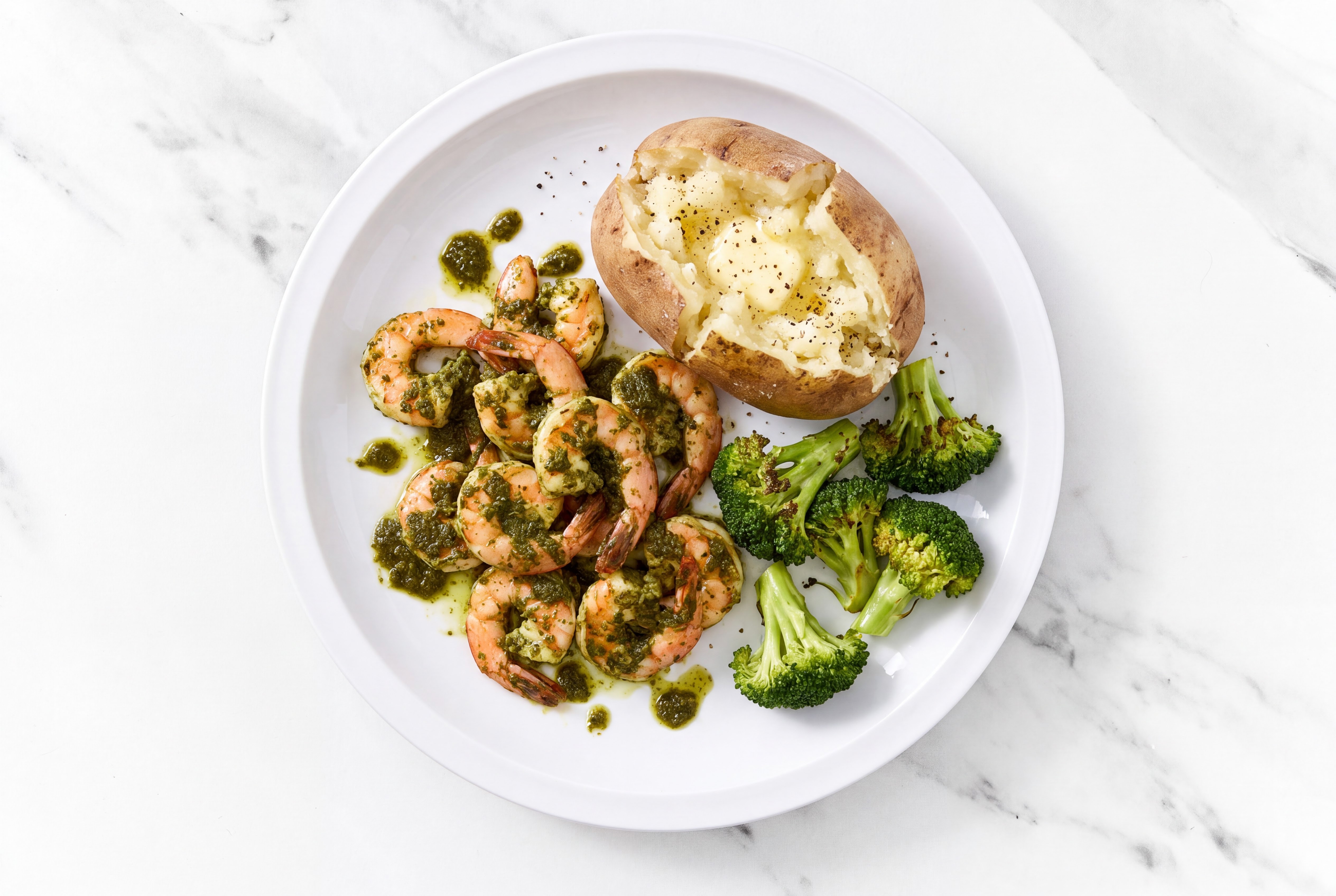 Zhoug Gulf Shrimp with Organic Broccoli + Russet Potato