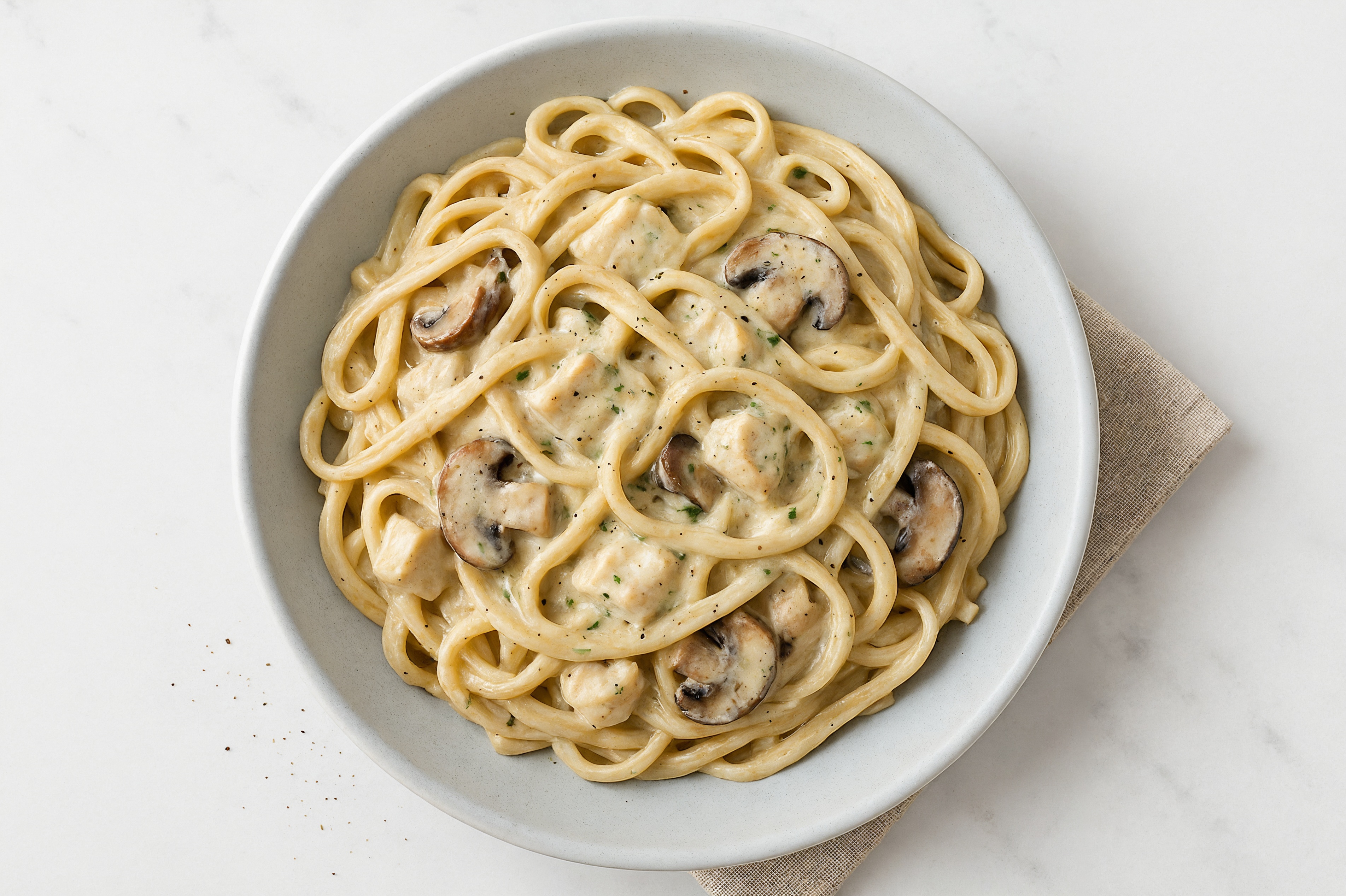 Turkey + Mushroom Linguine Herb Cream