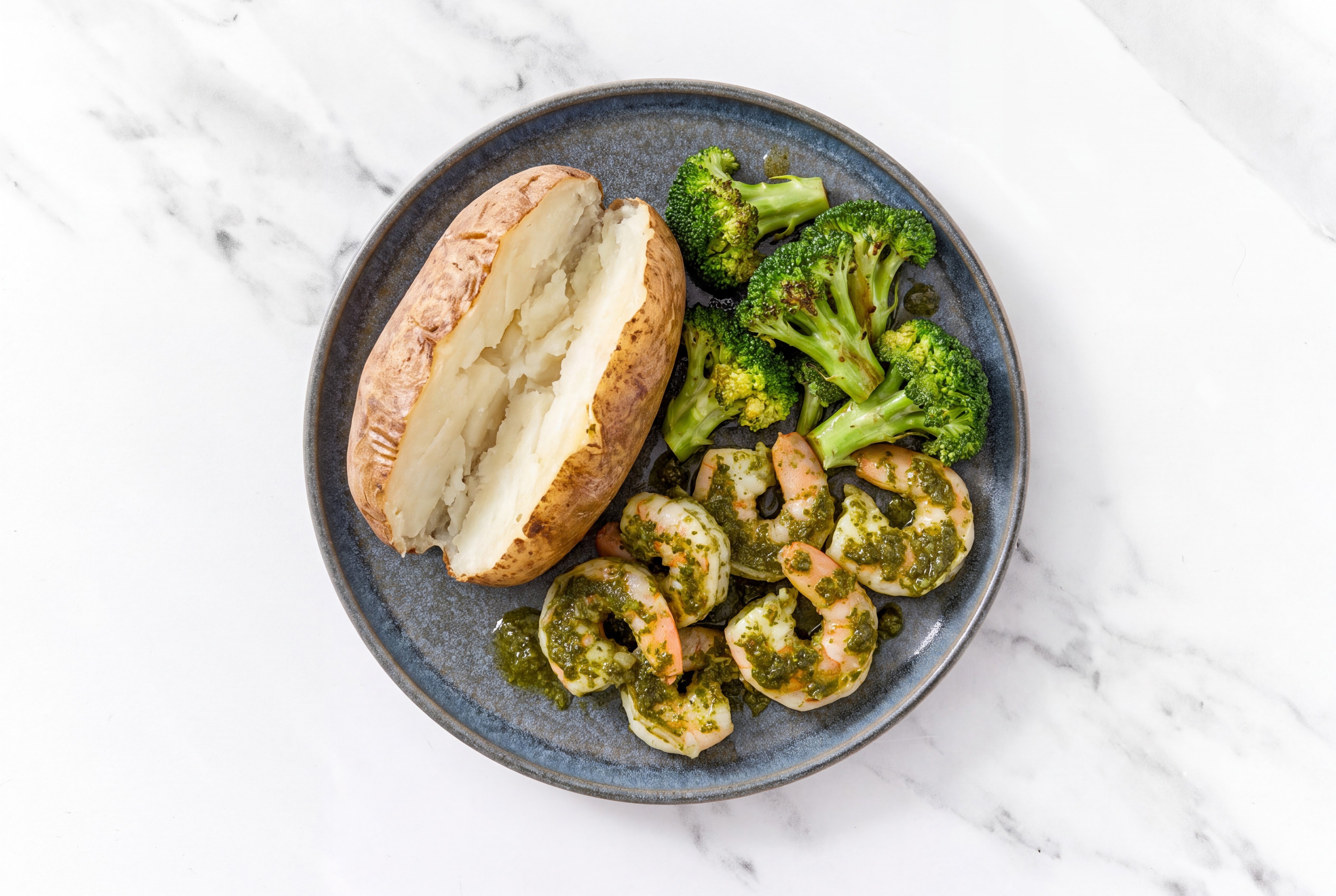 Zhoug Jumbo Shrimp with Organic Broccoli + Russet Potato
