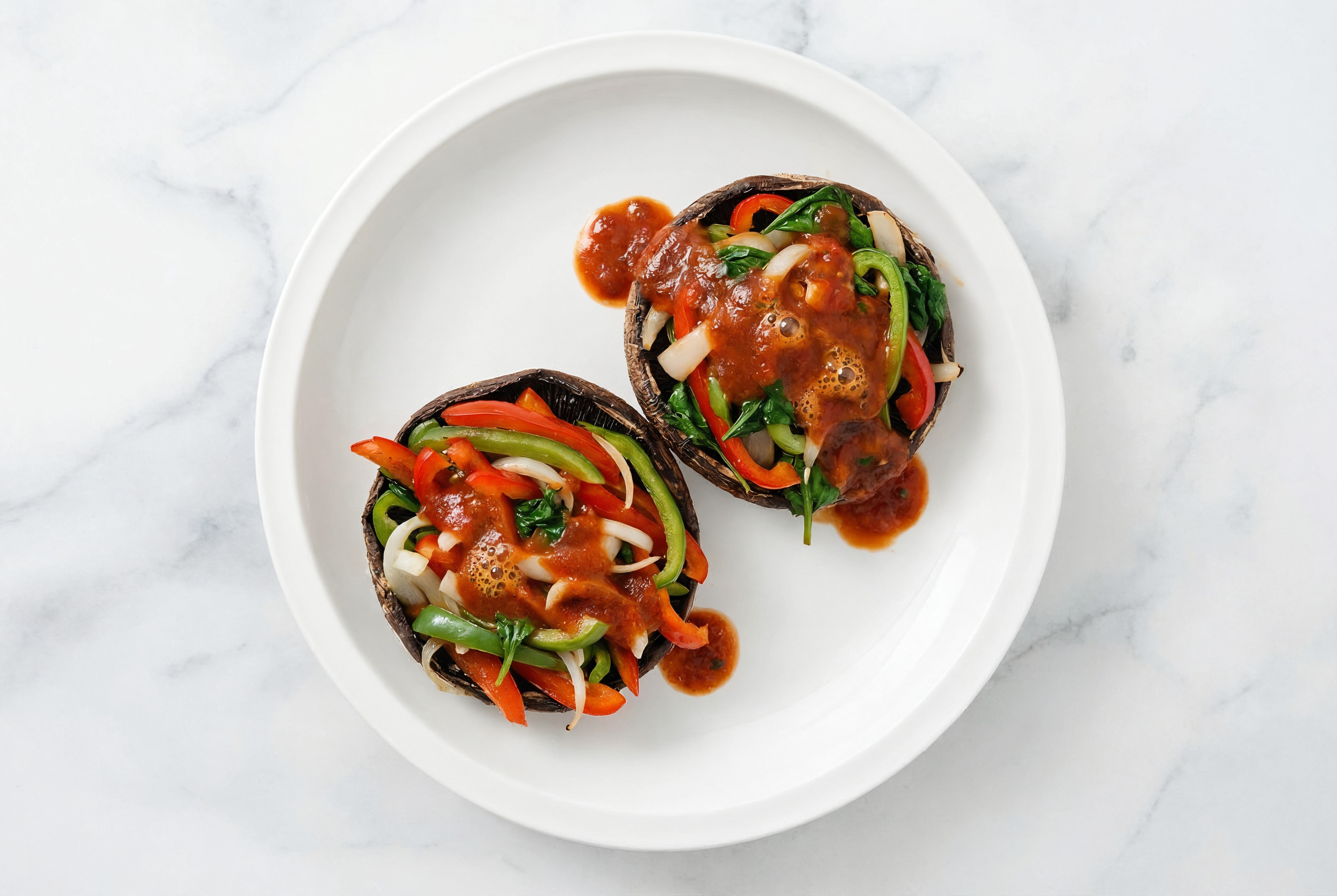 Chipotle Veggie Stuffed Mushrooms with Baby Spinach