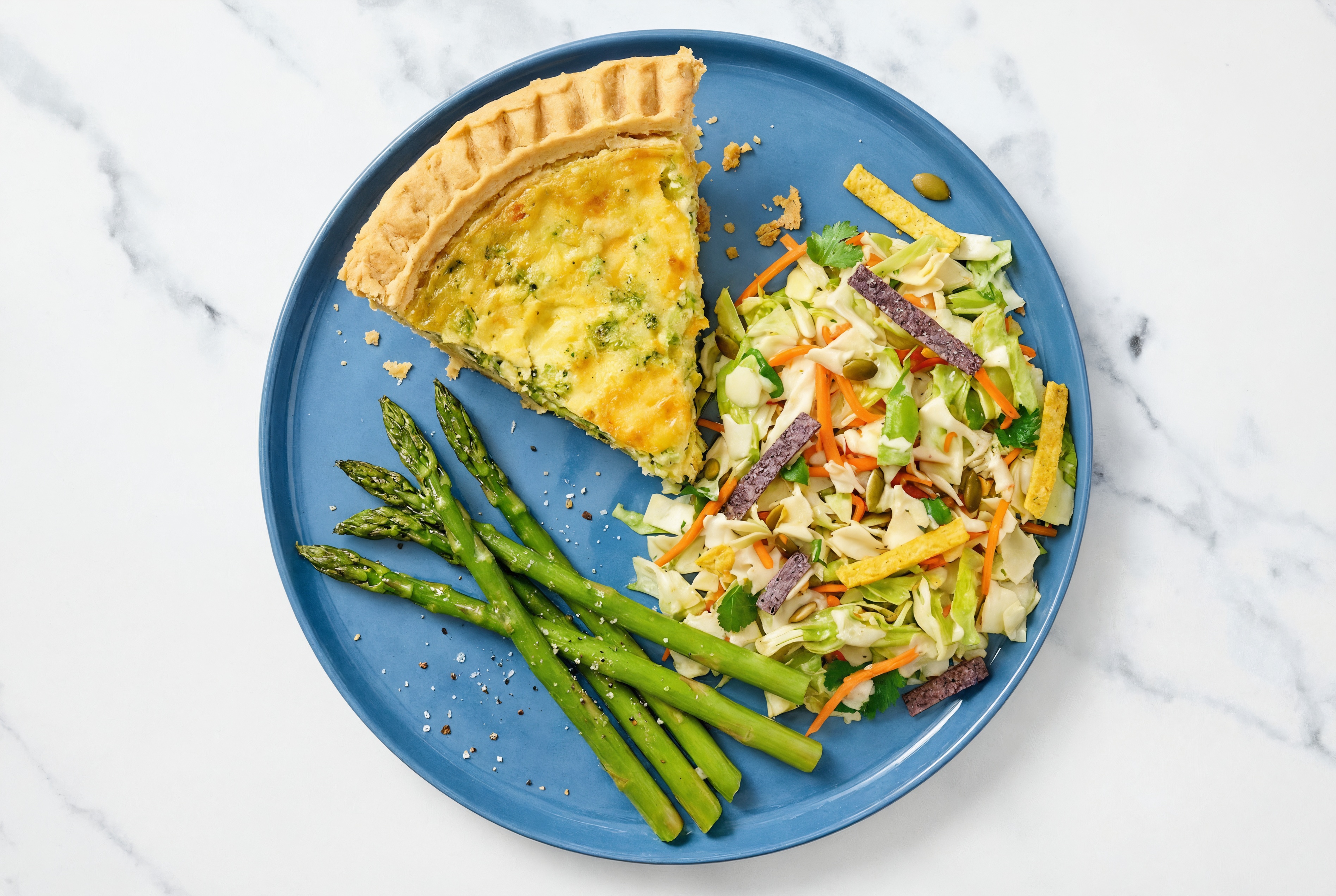 Broccoli & Cheddar Quiche with Asparagus & Southwest Salad