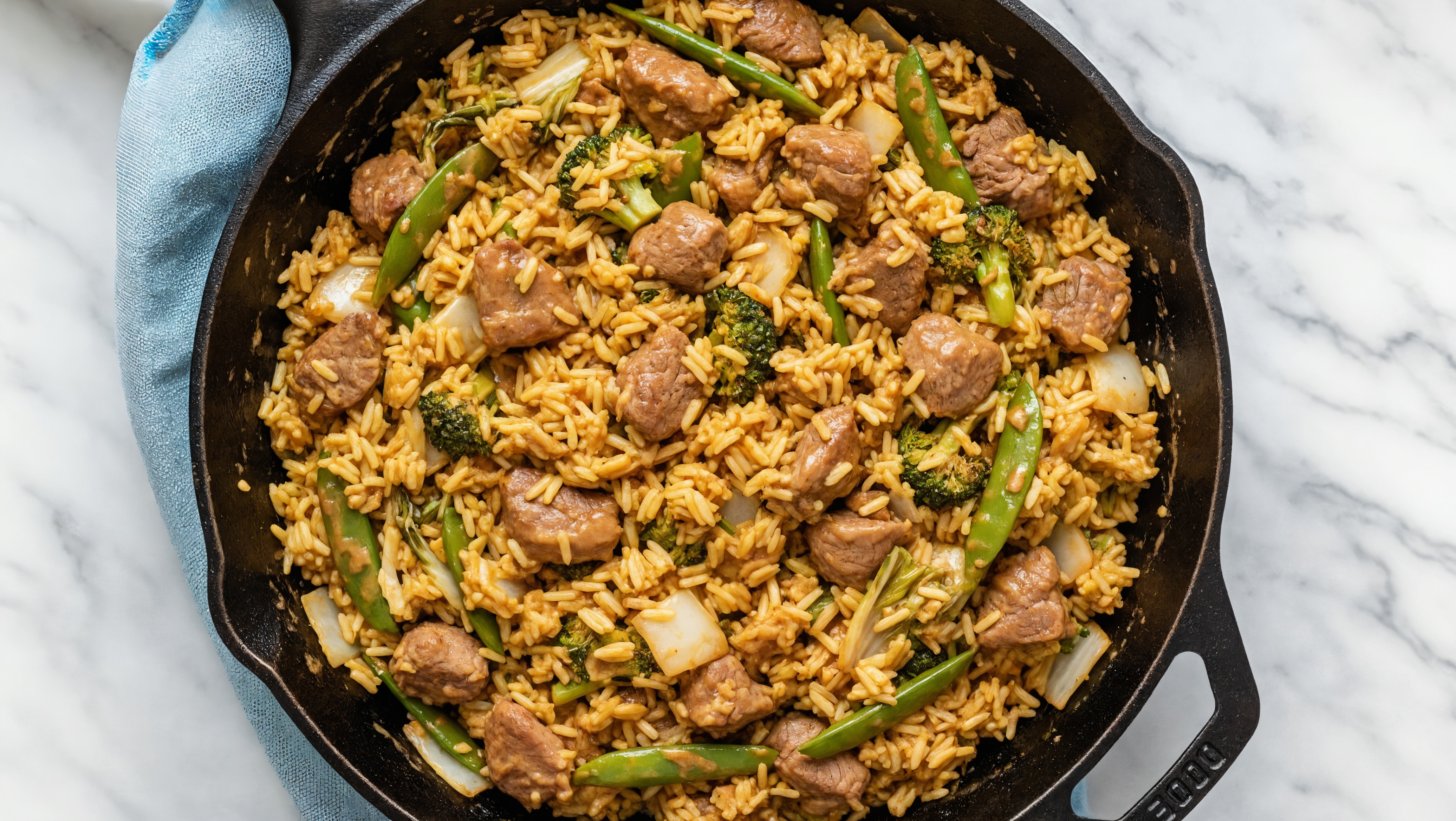 Thai Peanut Bok Choy + Lamb Stir-Fry with Seasoned Jasmine Rice