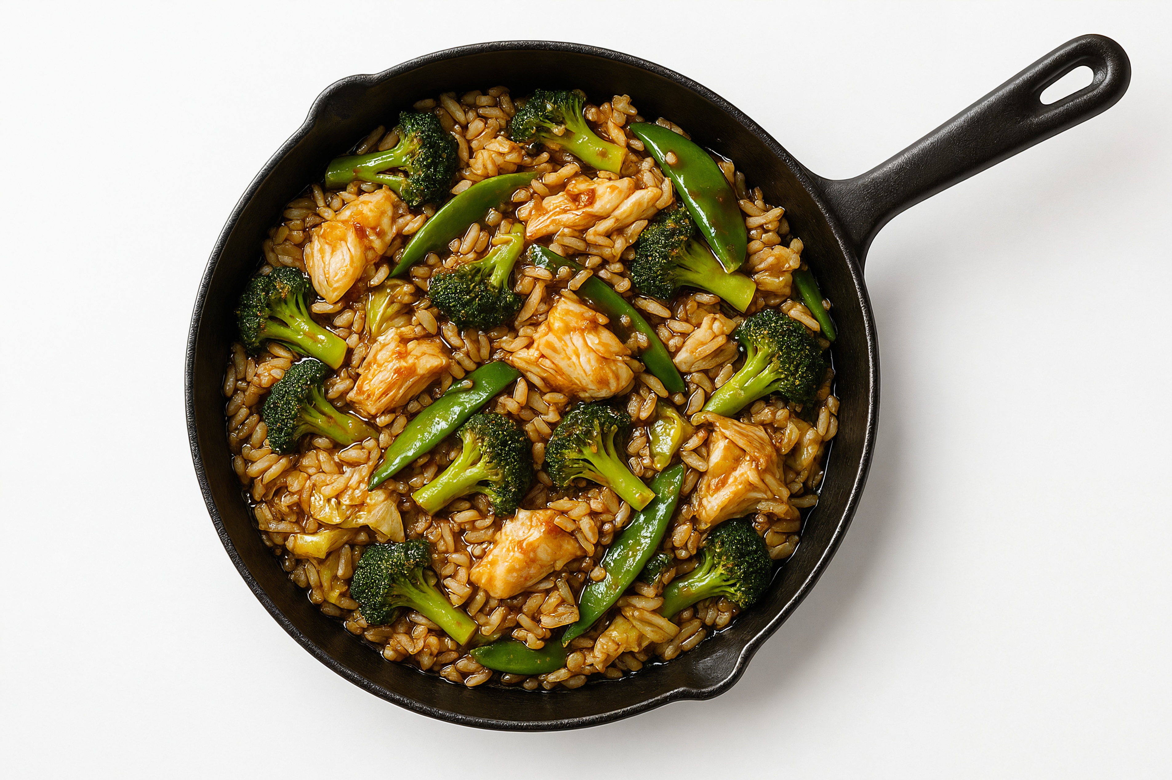 Teriyaki Bok Choy + Wild Halibut Stir-Fry with Long Grain White Rice