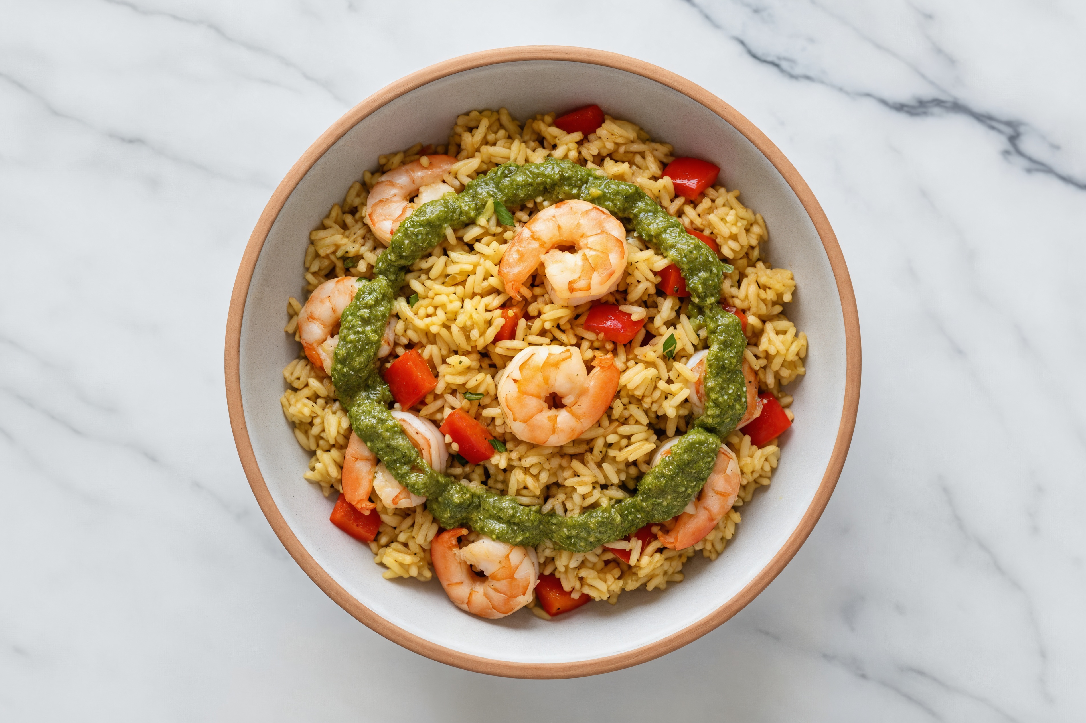 Hearty Herby Medium Cooked Shrimp Fajita Seasoned Jasmine Rice Bowl