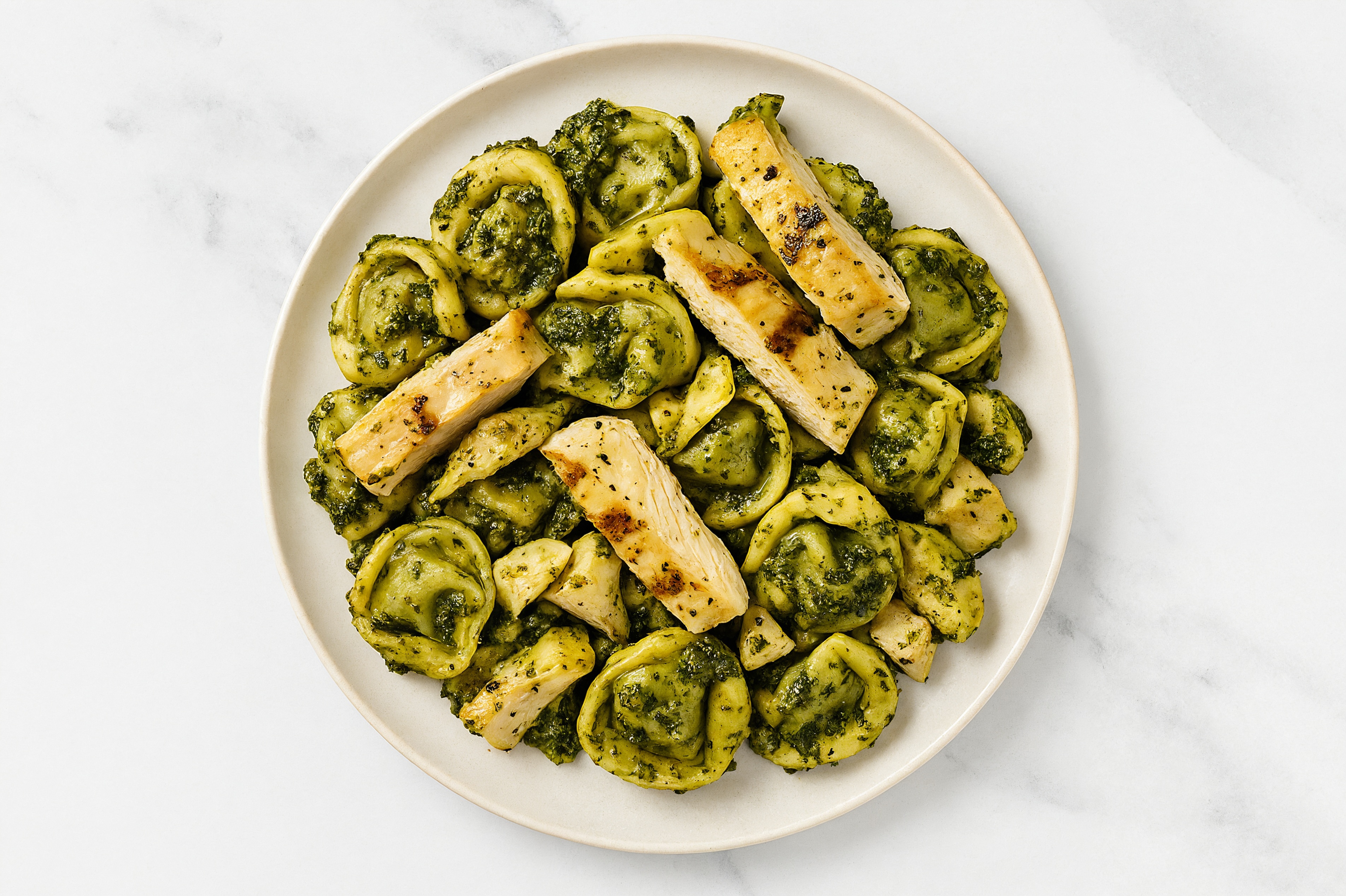 Cheesy Seasoned Grilled Chicken Breast Pesto Tortellini