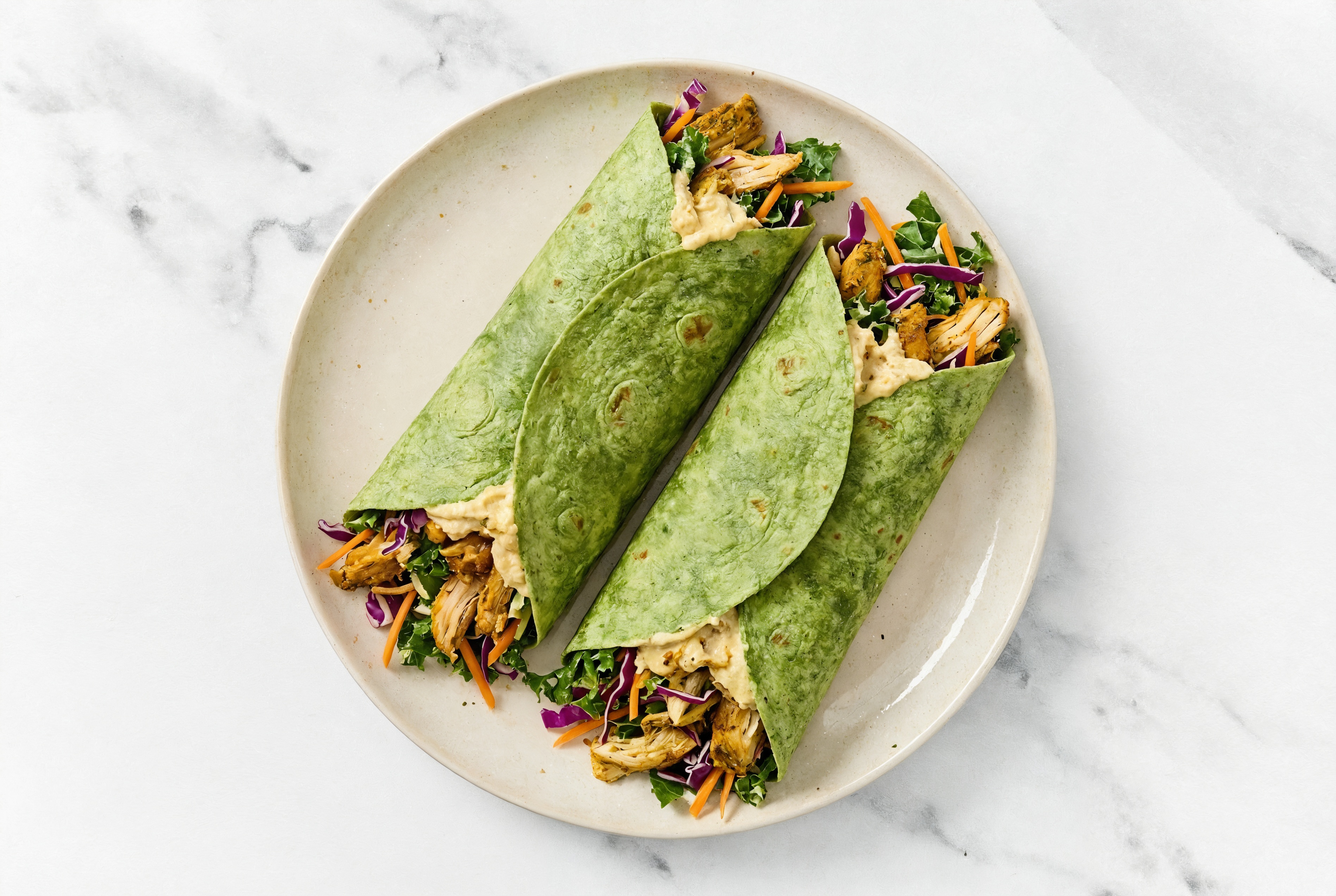  Shawarma Chicken + Lemony French Onion Hummus Wraps