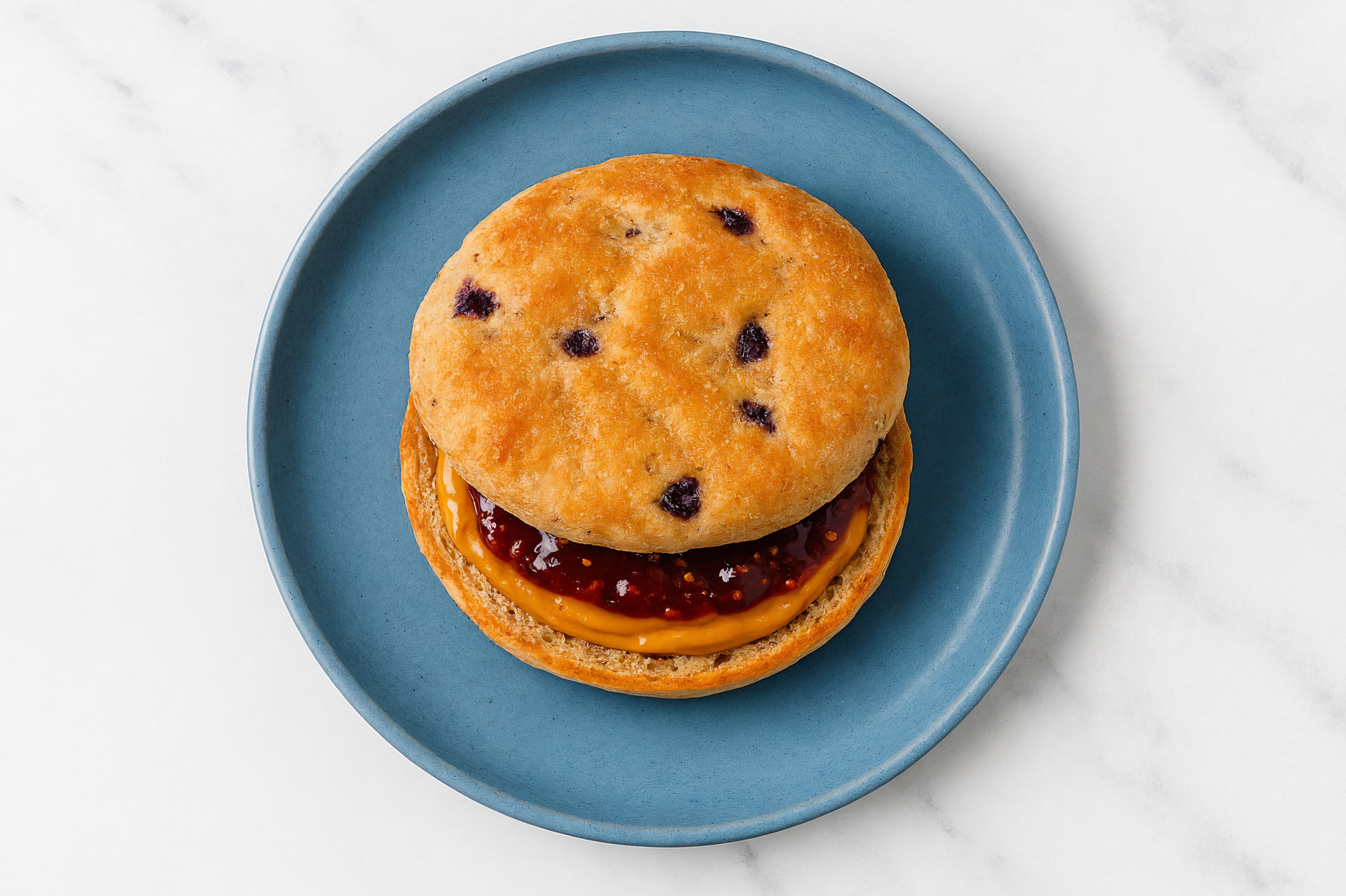 Peanut Butter + Strawberry Jam Blueberry Breakfast Round