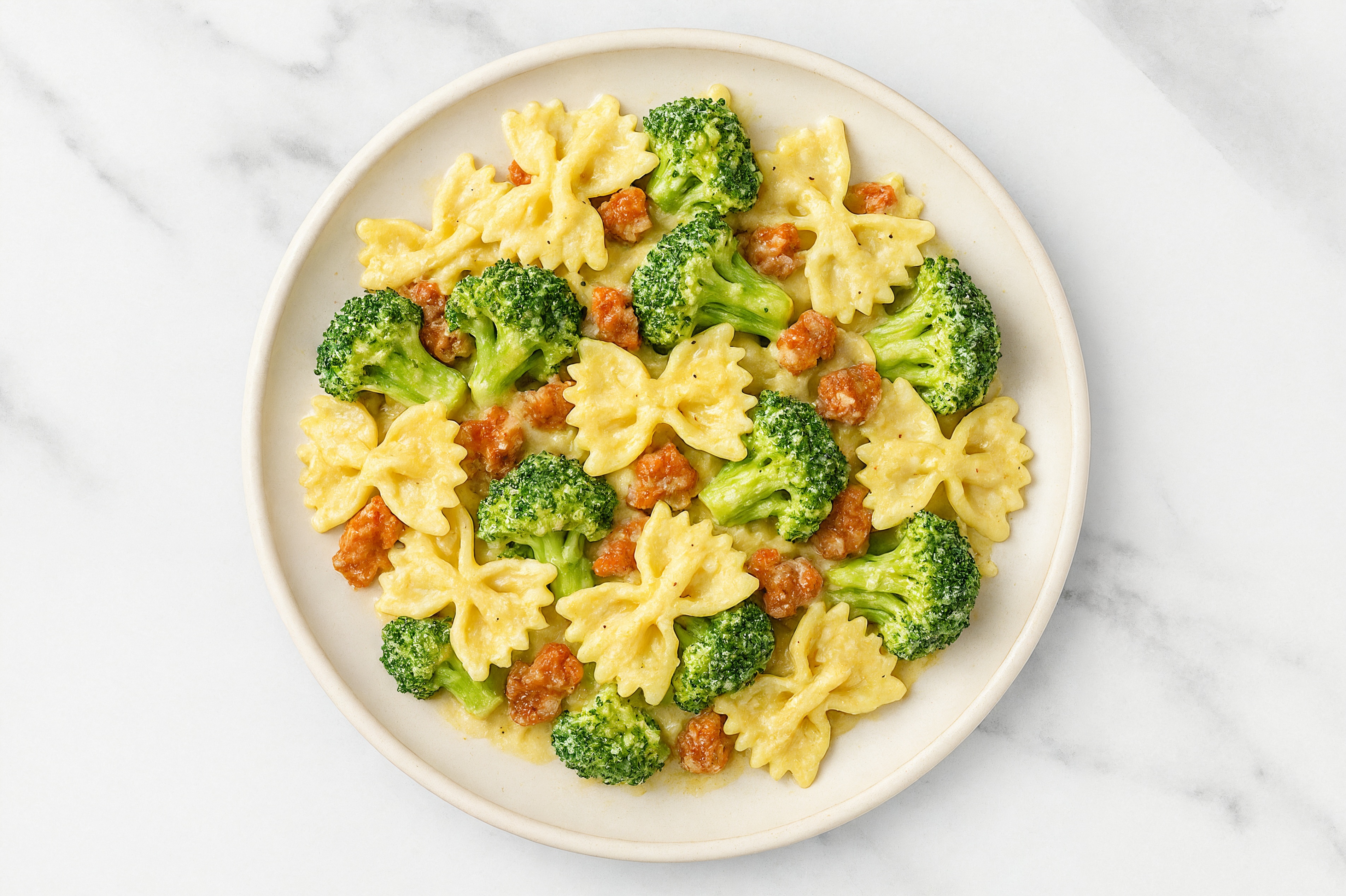 Creamy Sausage + Broccoli "Ricotta" Farfalle Pasta