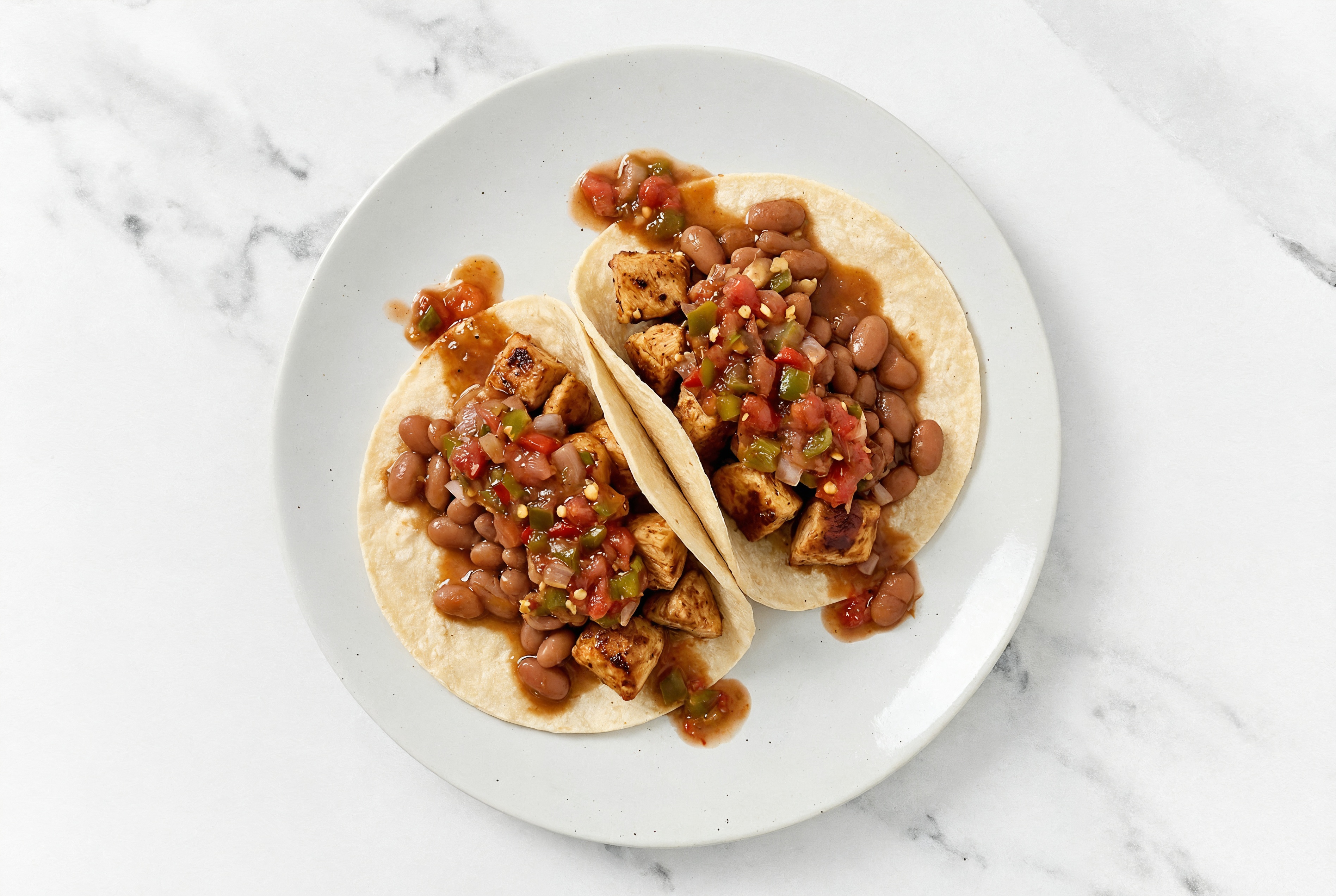 Chipotle Chicken Tacos with Pico De Gallo & Pinto Beans
