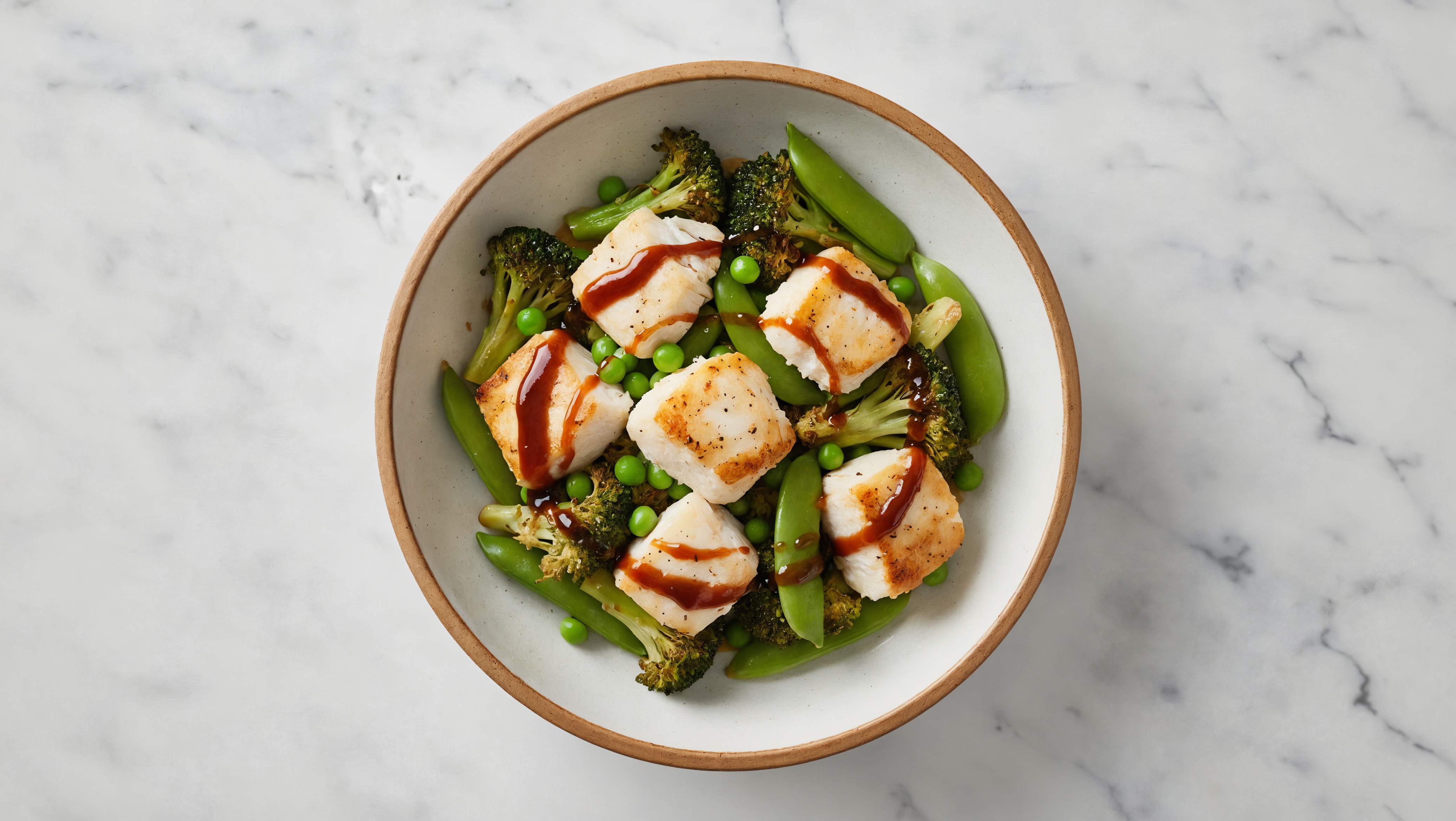  Teriyaki Halibut Green Veggie Bowl with Broccoli Florets