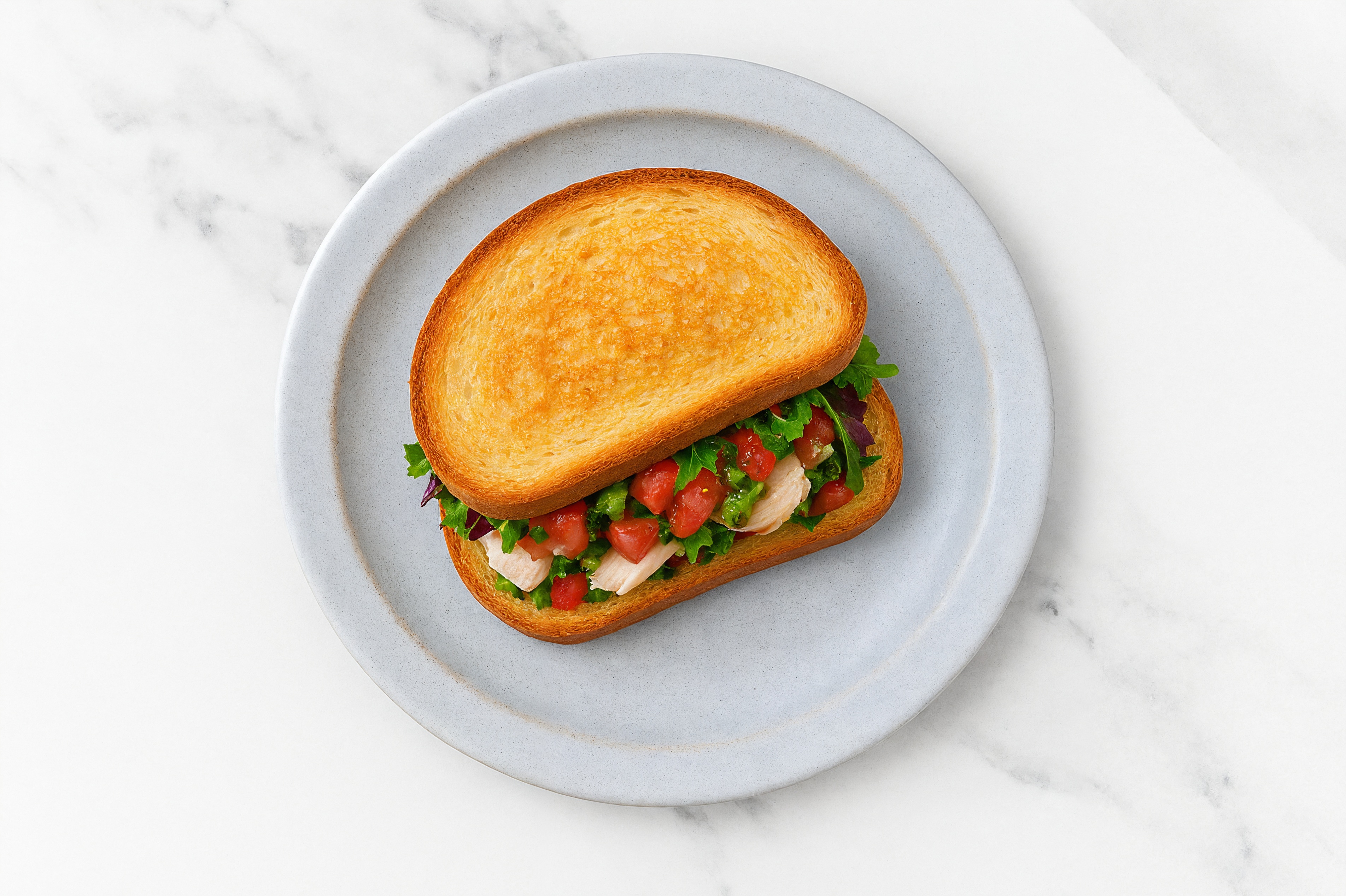 Mexican Roasted Chicken Sandwich with Spring Mix on Honey White Bread