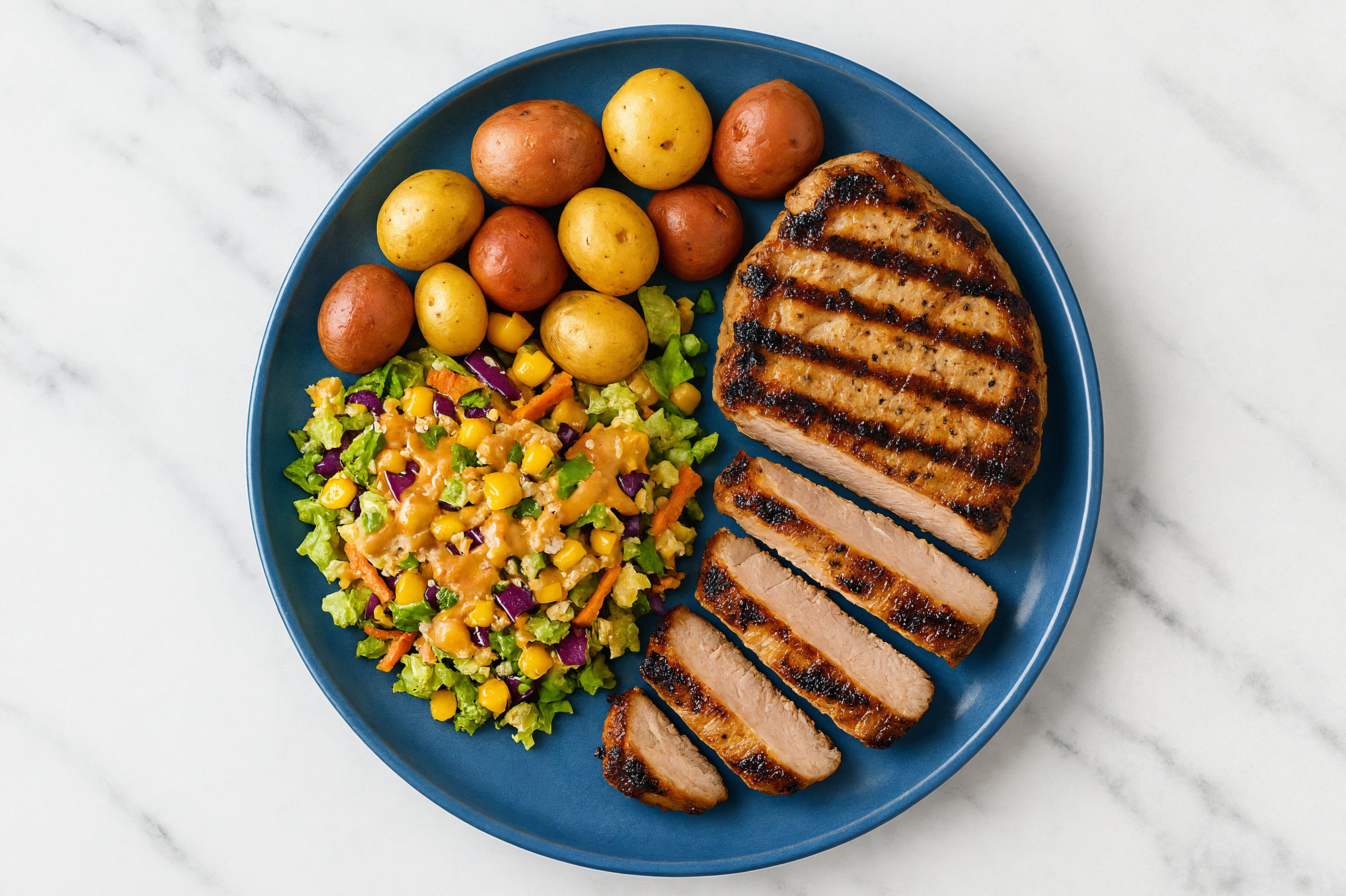 Grilled Pork Chops + Street Corn Chopped Salad
