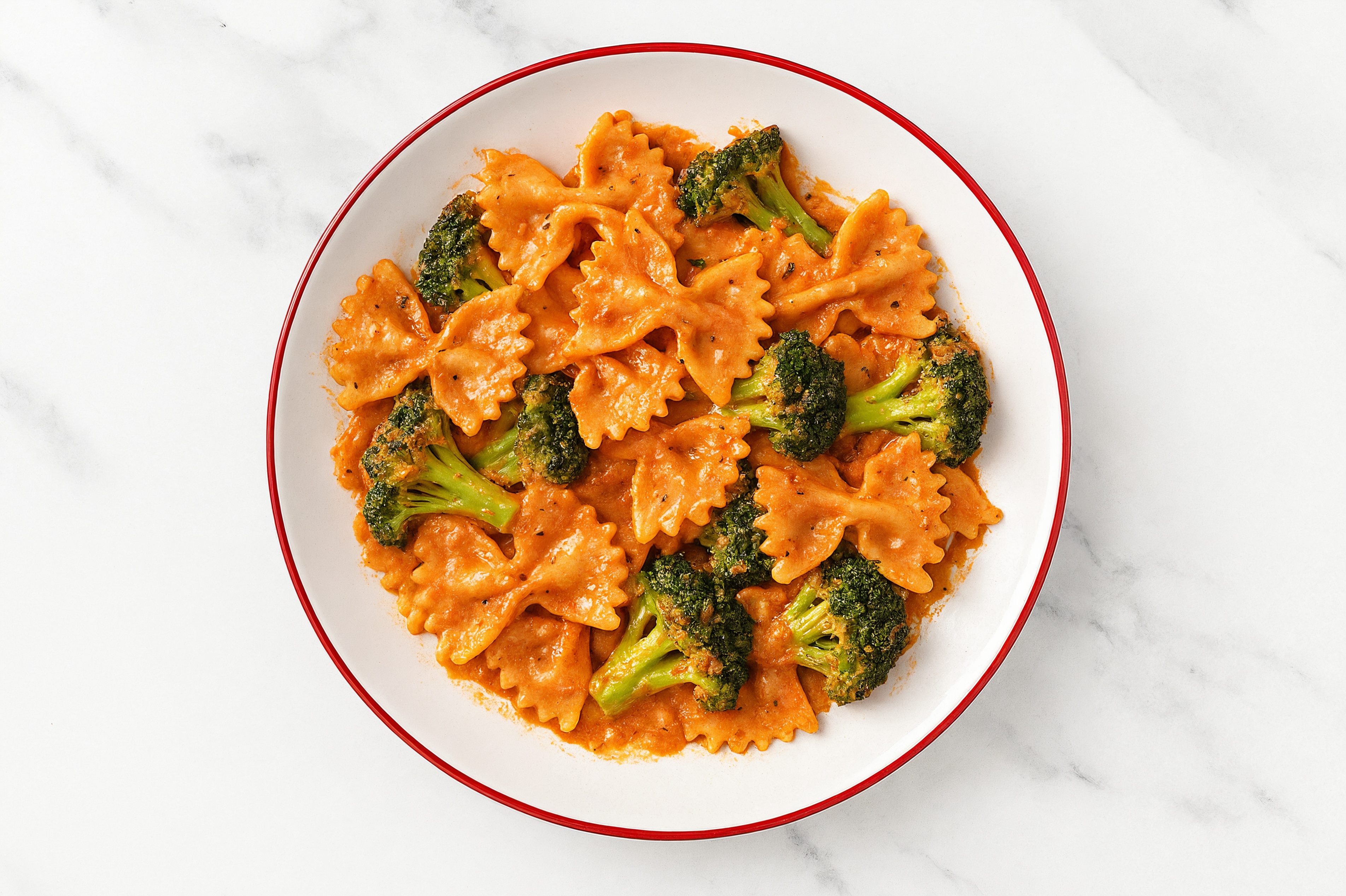 Herby Vodka Sauce Bowtie Pasta with Organic Broccoli
