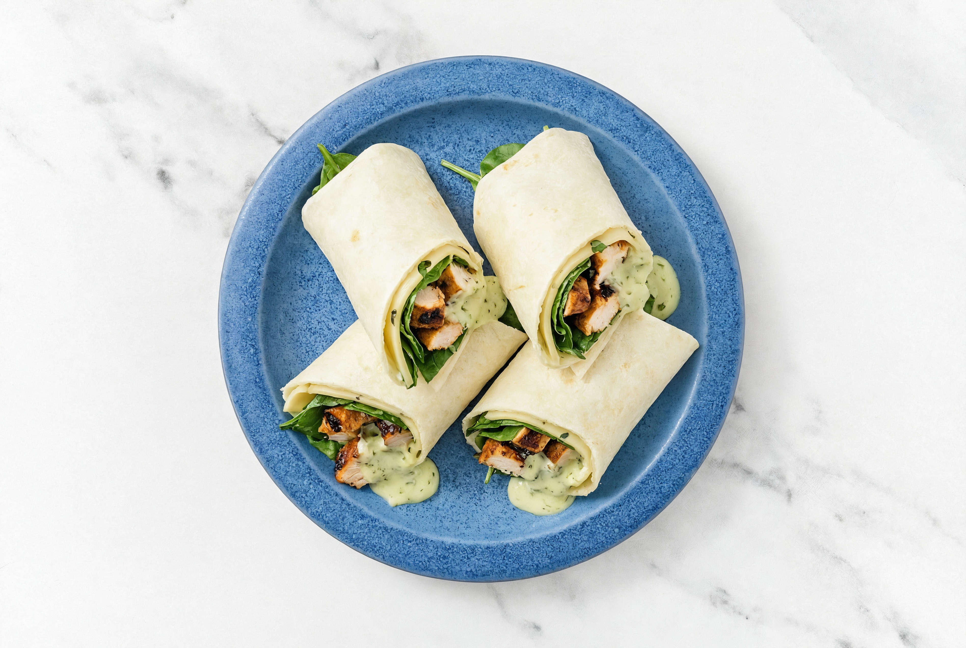 Jalapeño Blackened Chicken + Swiss Wraps with Spinach
