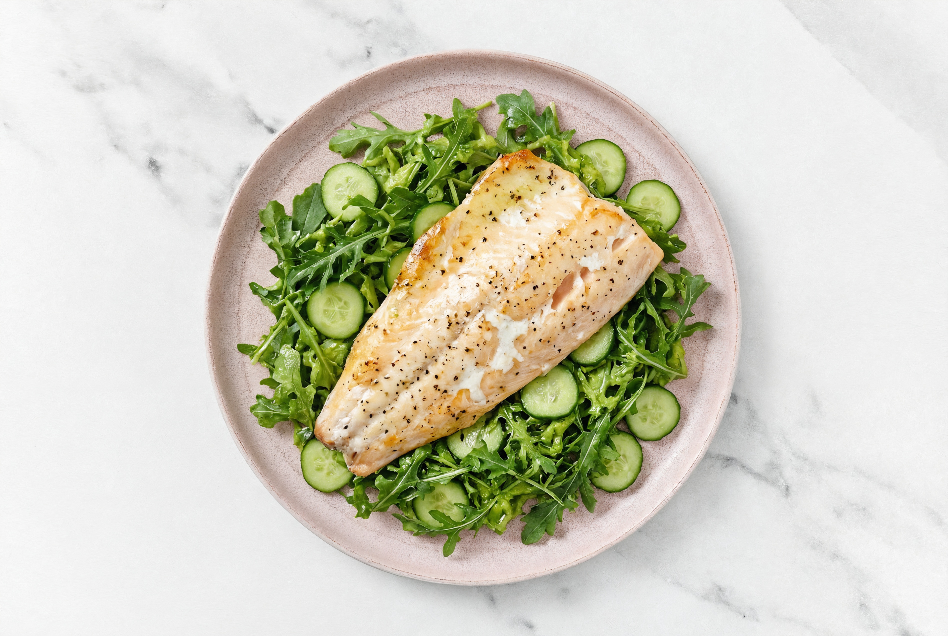 Arugula Salad with Trout, Cucumber & Avocado