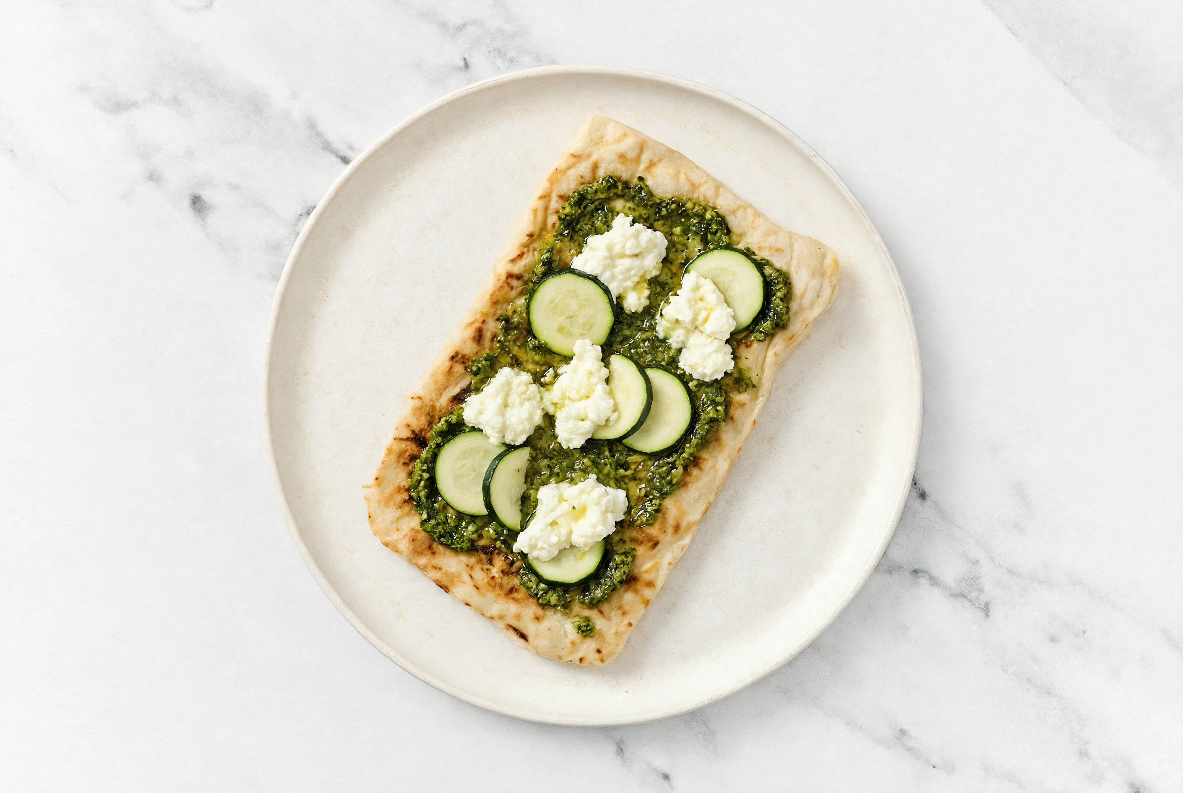 Herby Zucchini Ricotta Pesto Wood Grilled Pizza Crusts