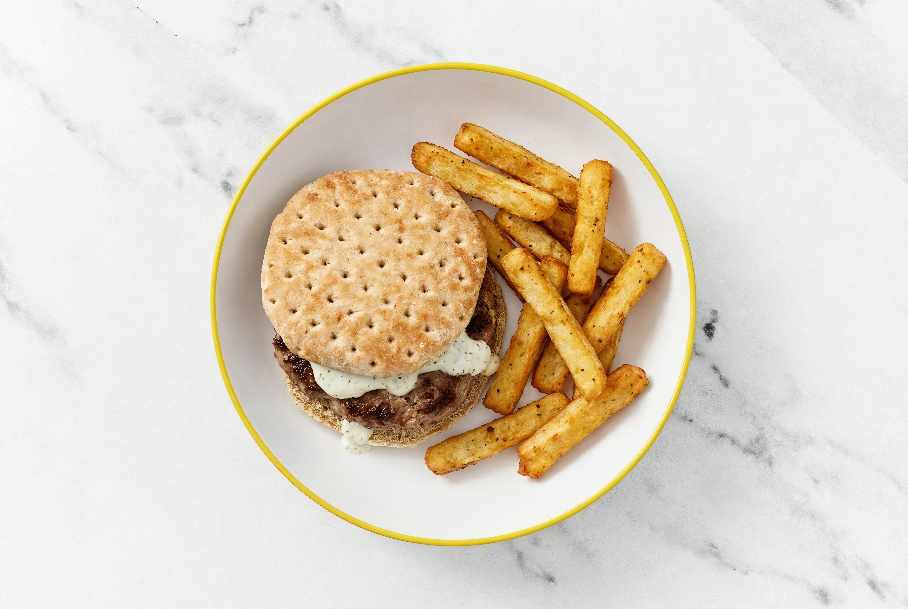 Herby Ranch Burger + Fries with Wagyu Beef Patties