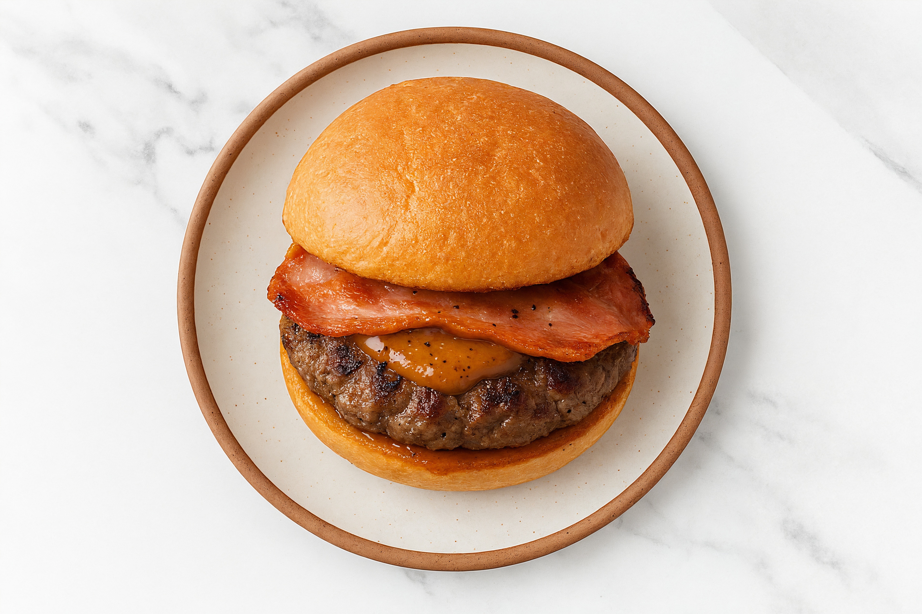 Lamb Burger on Gluten-Free Bun with Sweet Hickory & Turkey Bacon