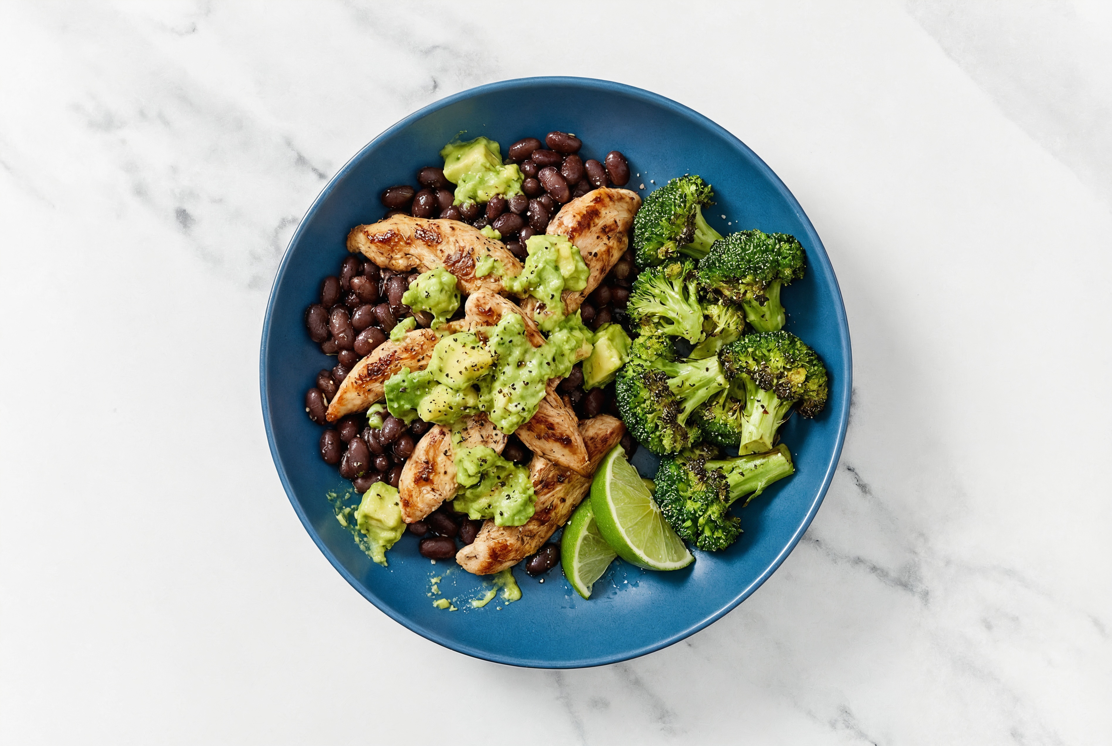 Chicken + Black Bean Bowl with Avocado Lime Dressing