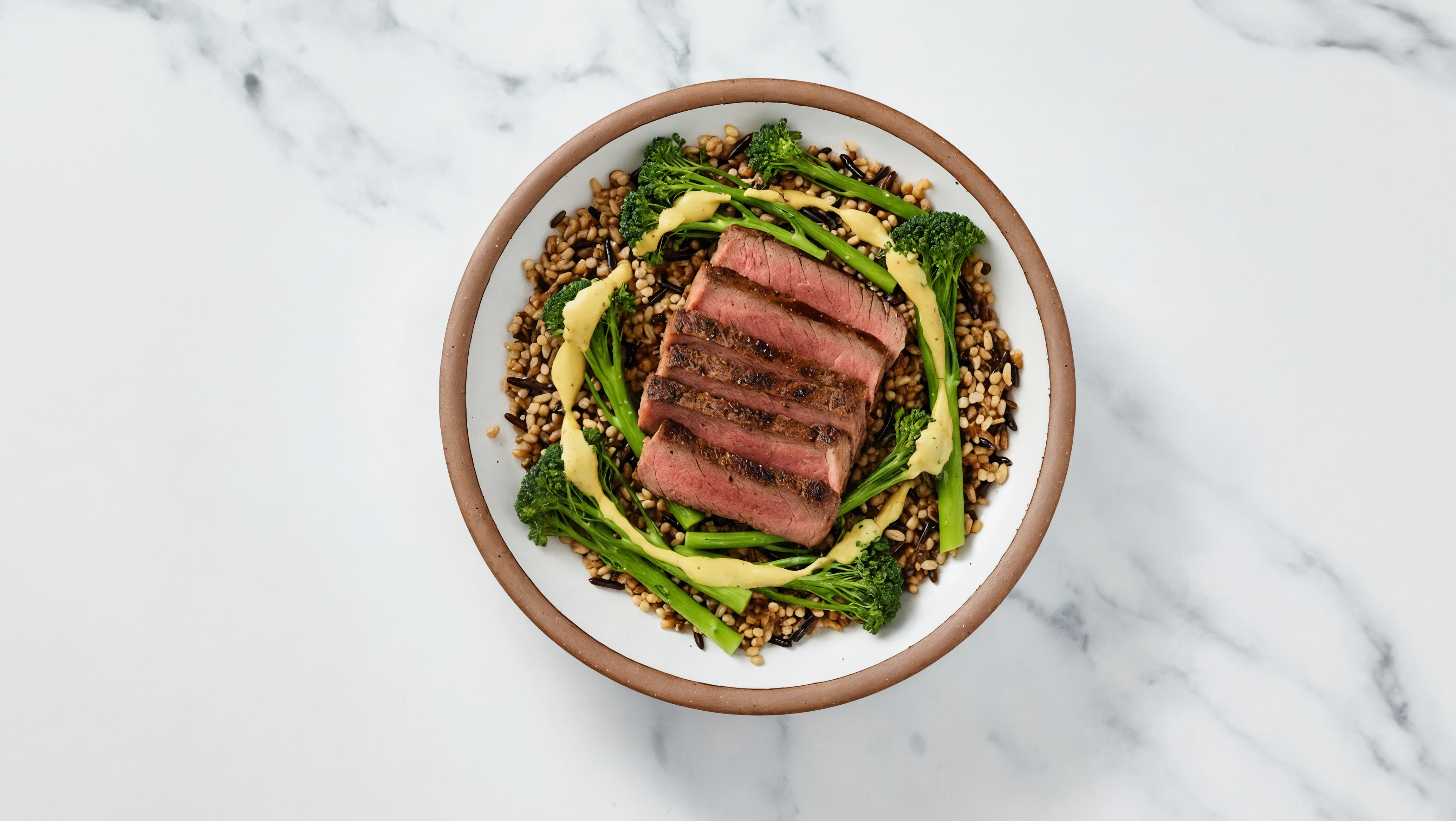 Ribeye & Baby Broccoli Grain Bowl with Honey Mustard