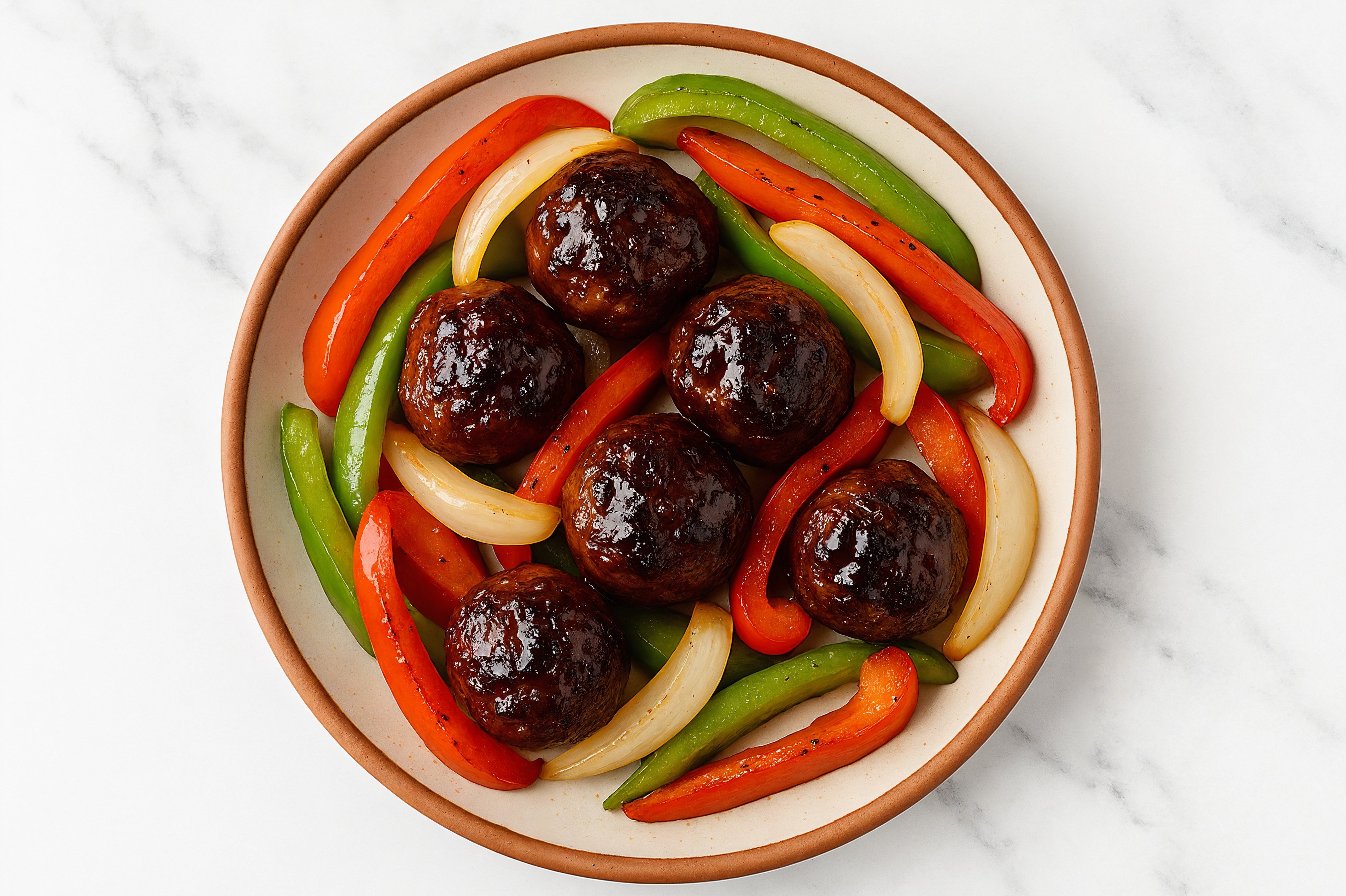 Teriyaki Baked Lamb Meatballs & Bell Peppers